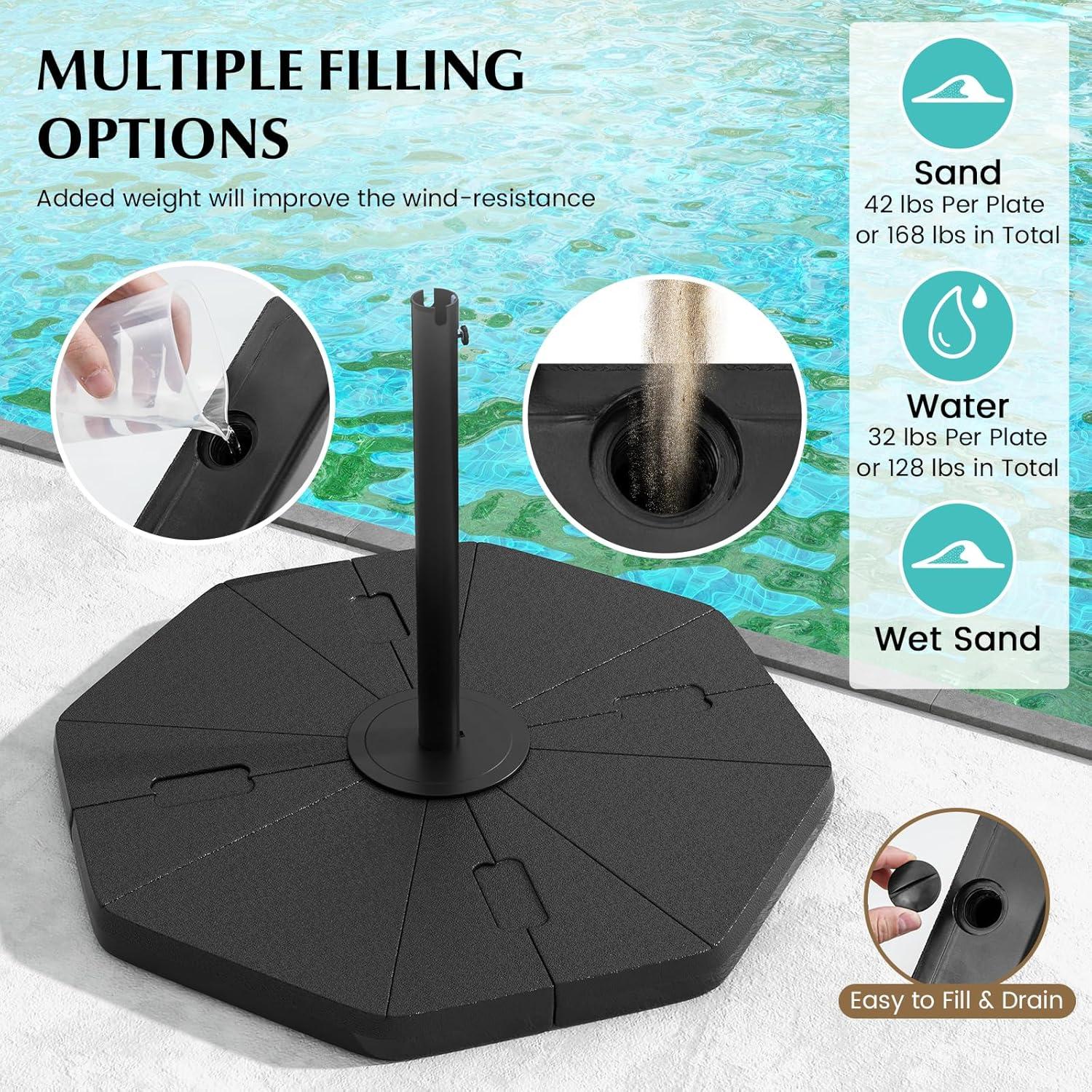 Heavy Duty Black Metal and HDPE Fillable Umbrella Base