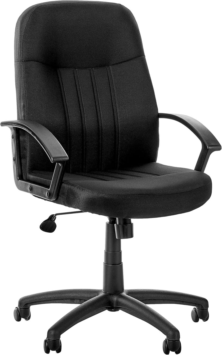 Mid Back Fabric Managers Chair Black - Boss Office Products: Ergonomic, Swivel, Adjustable Height, Metal Frame