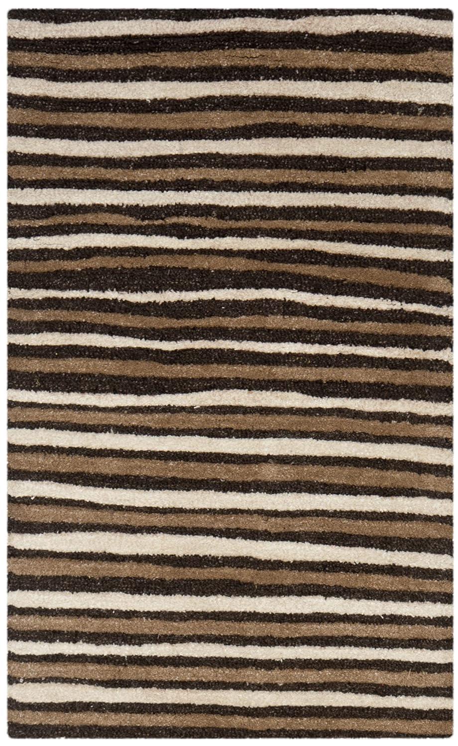 Martha Stewart Hand Drawn Stripe - MSR3619 - Indoor Hand Tufted Accent Rugs - Tilled Soil Brn - 2'6"x4'3"