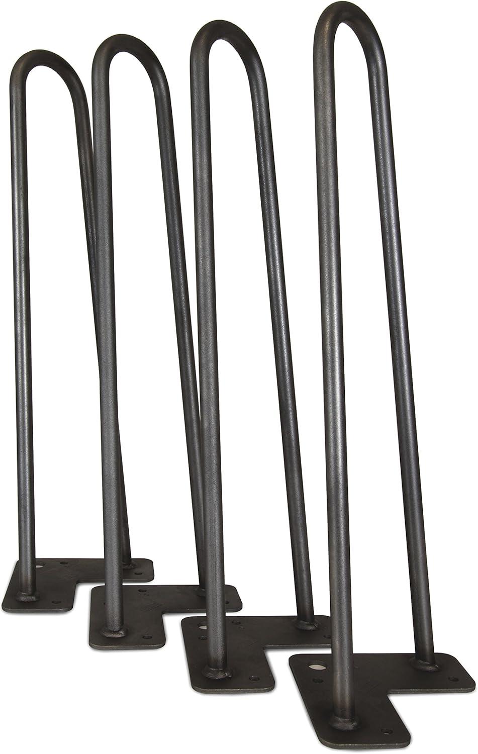 Satin Black 16" Mid-Century Modern Hairpin Steel Table Legs, Set of 4