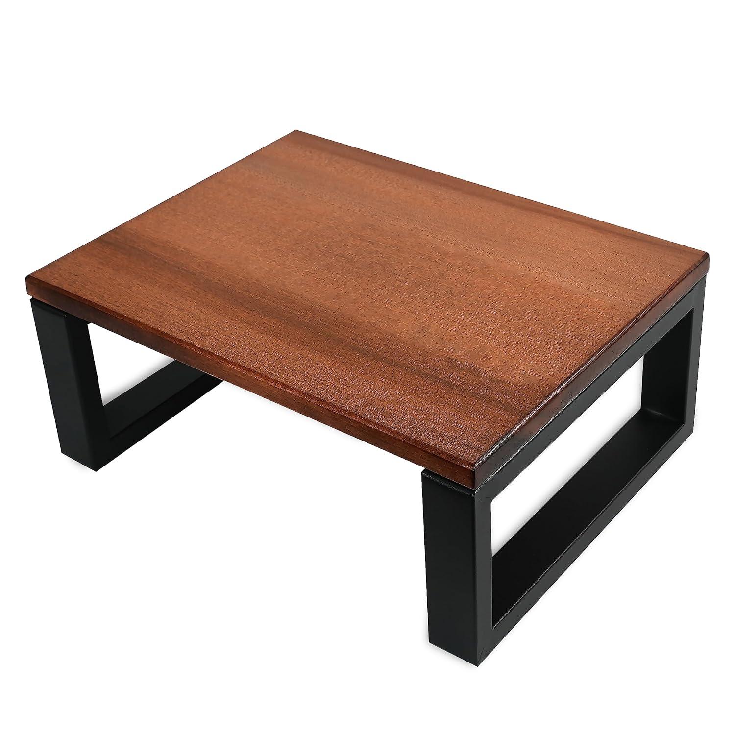 Chocolate Brown Solid Hardwood and Metal Portable Step Stool