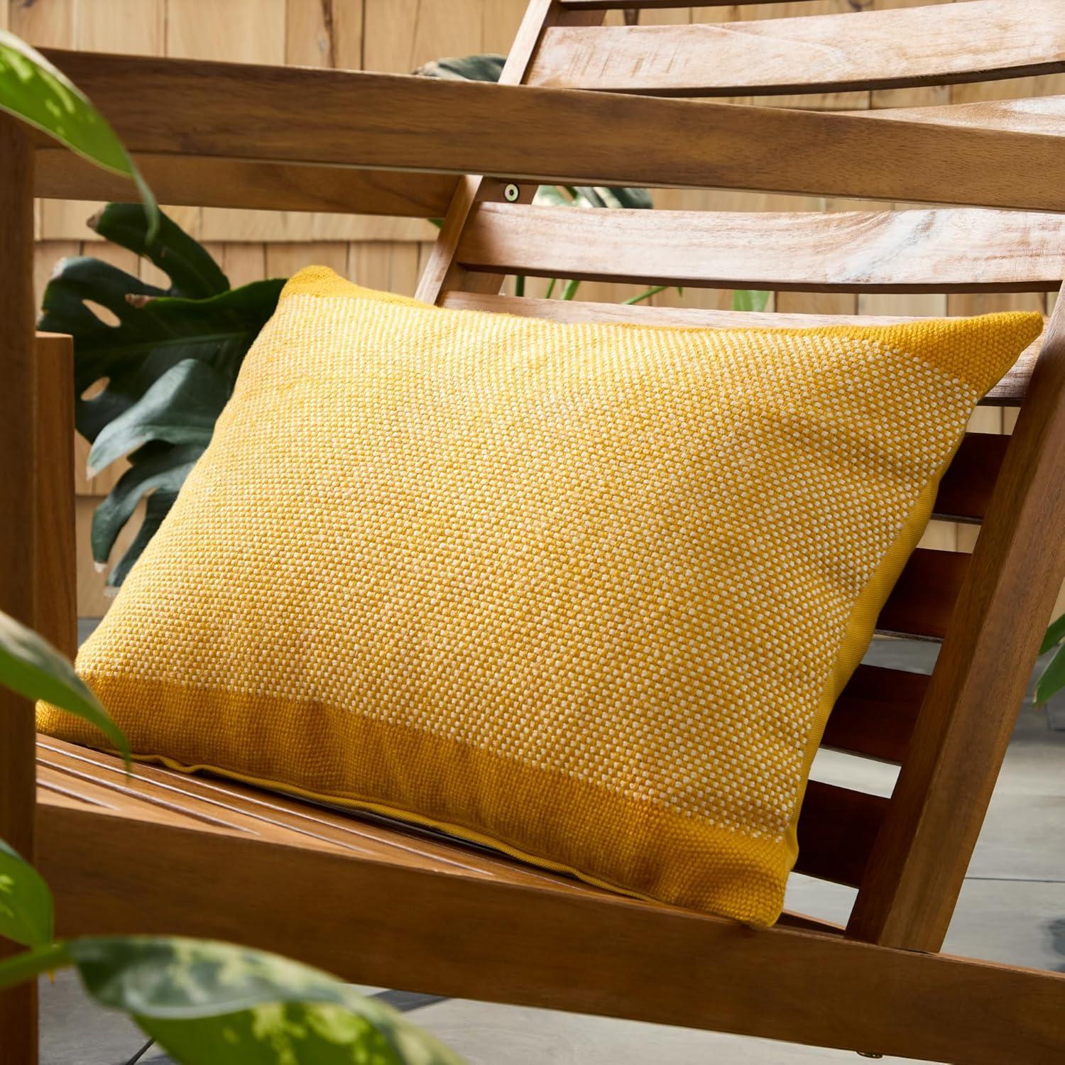 Yellow and Ivory Recycled Material Indoor/Outdoor Pillow