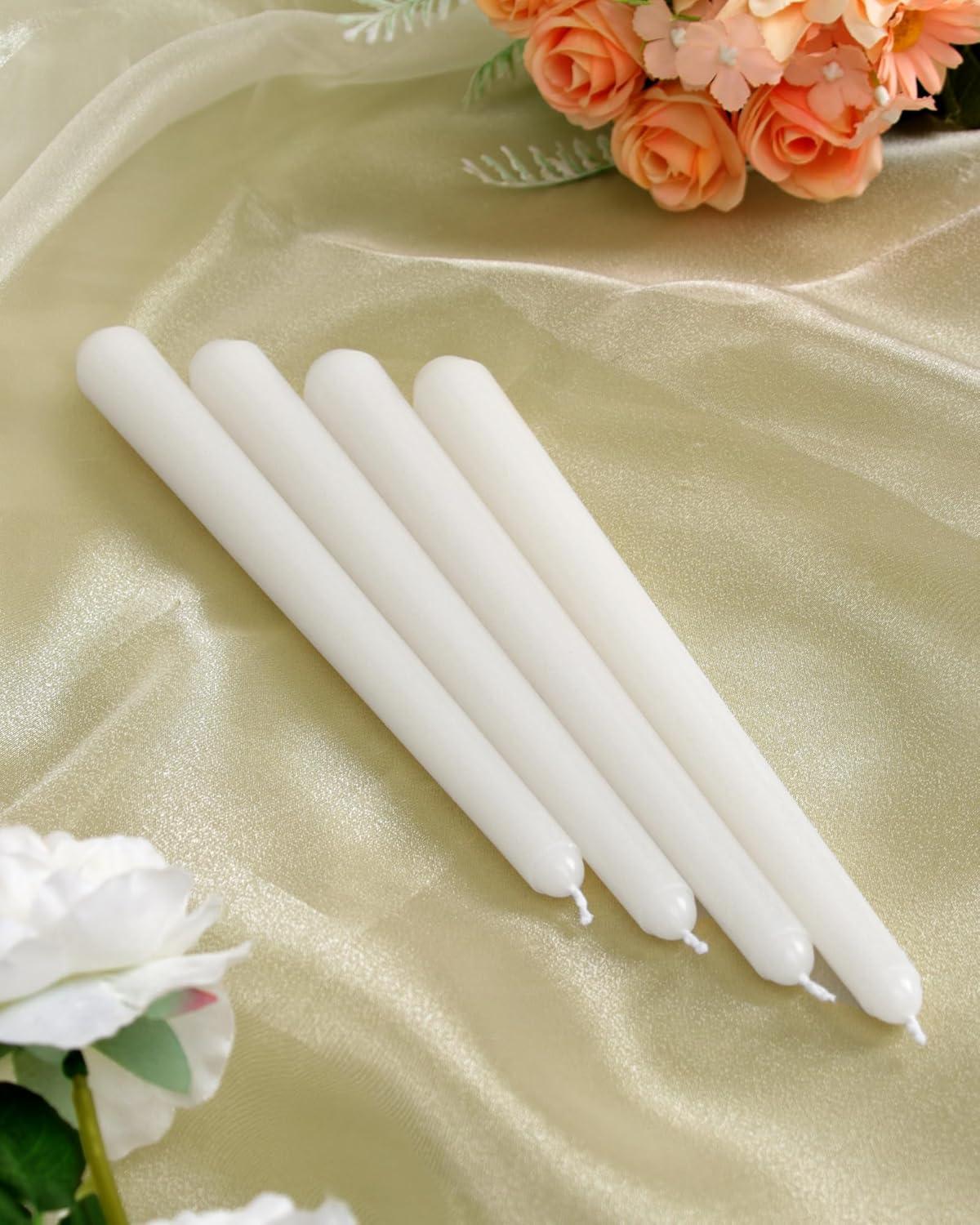 Candwax 10 inch Taper Candles Set of 4 - Dripless Taper Candles and Unscented Candlesticks - Perfect as Dinner Candles and Household Candles - White Candles