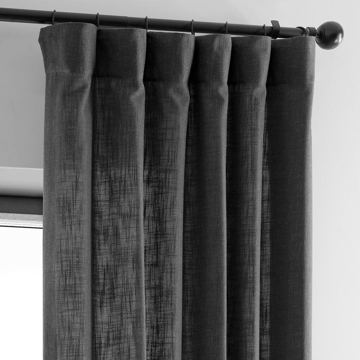 Slate Grey Heavy Faux Linen Curtain (1 Panel), Slate Grey, 50W X 96L