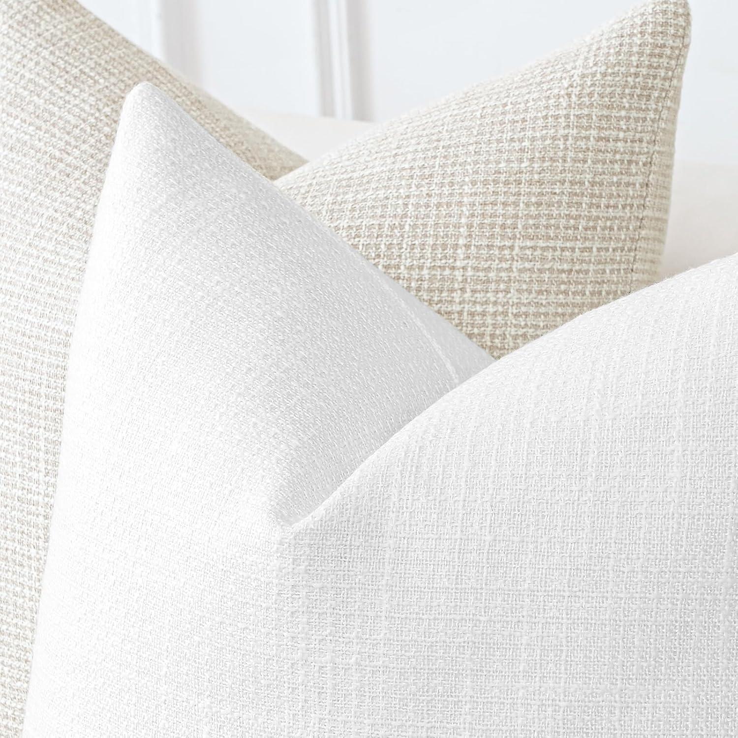 Unique Bargains Solid Indoor Linen Decorative Throw Pillow Cover 2 Pcs Beige 24" x 24"