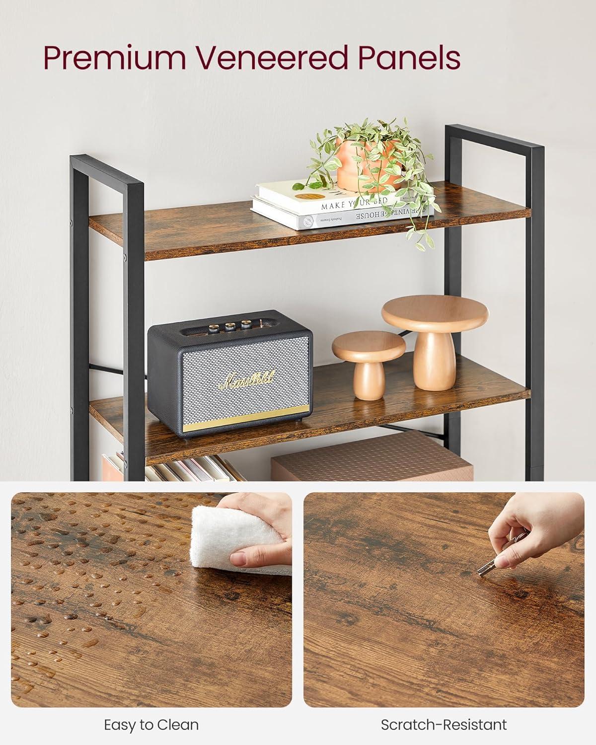 VASAGLE 6-Tier Bookshelf, Bookcase with Steel Frame, Book Shelf for Living Room, Home Office, Study, 11.8 x 31.5 x 73.2 Inches, Industrial Style, Rustic Brown and Ink Black ULLS082B01