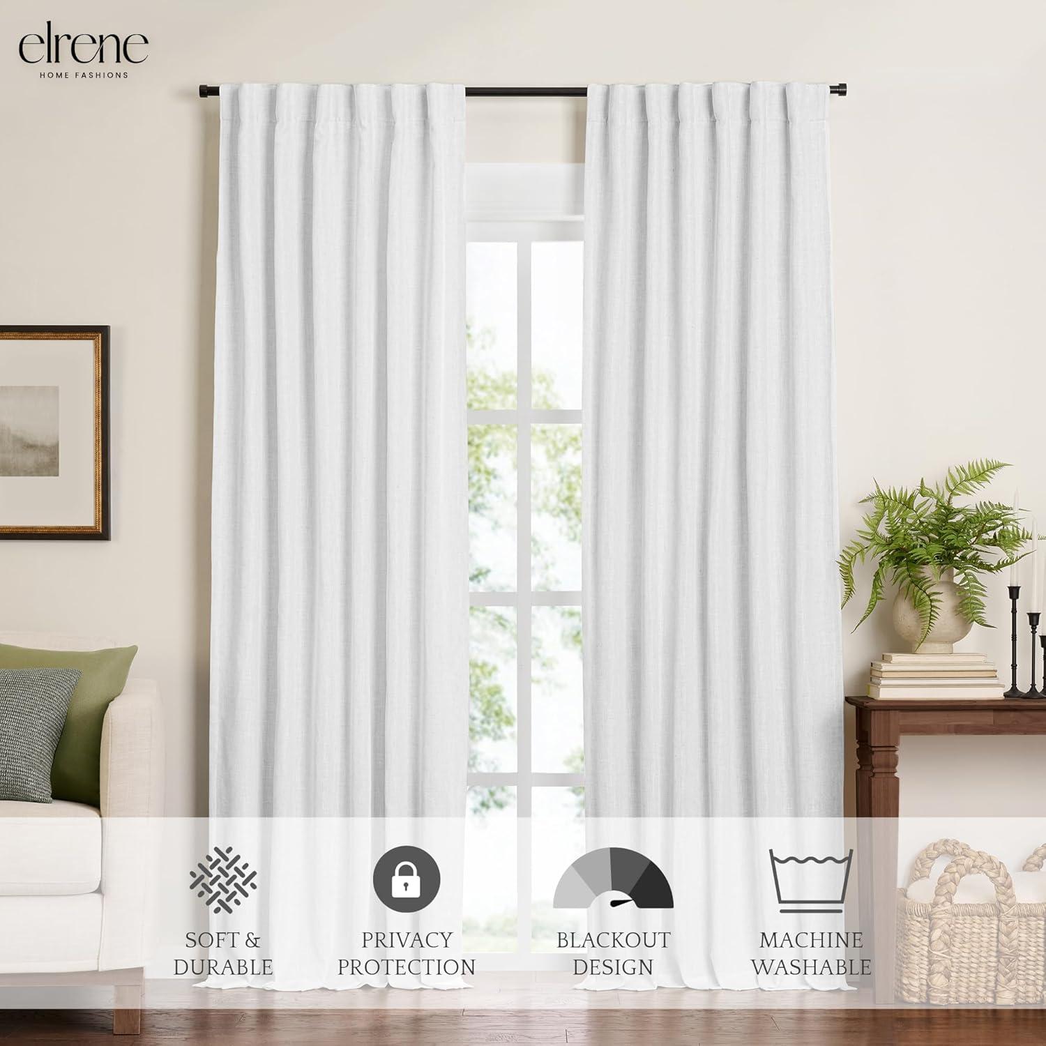 Harrow Solid Texture Room Darkening Single Window Curtain Panel - 52" x 84" - White - Elrene Home Fashions