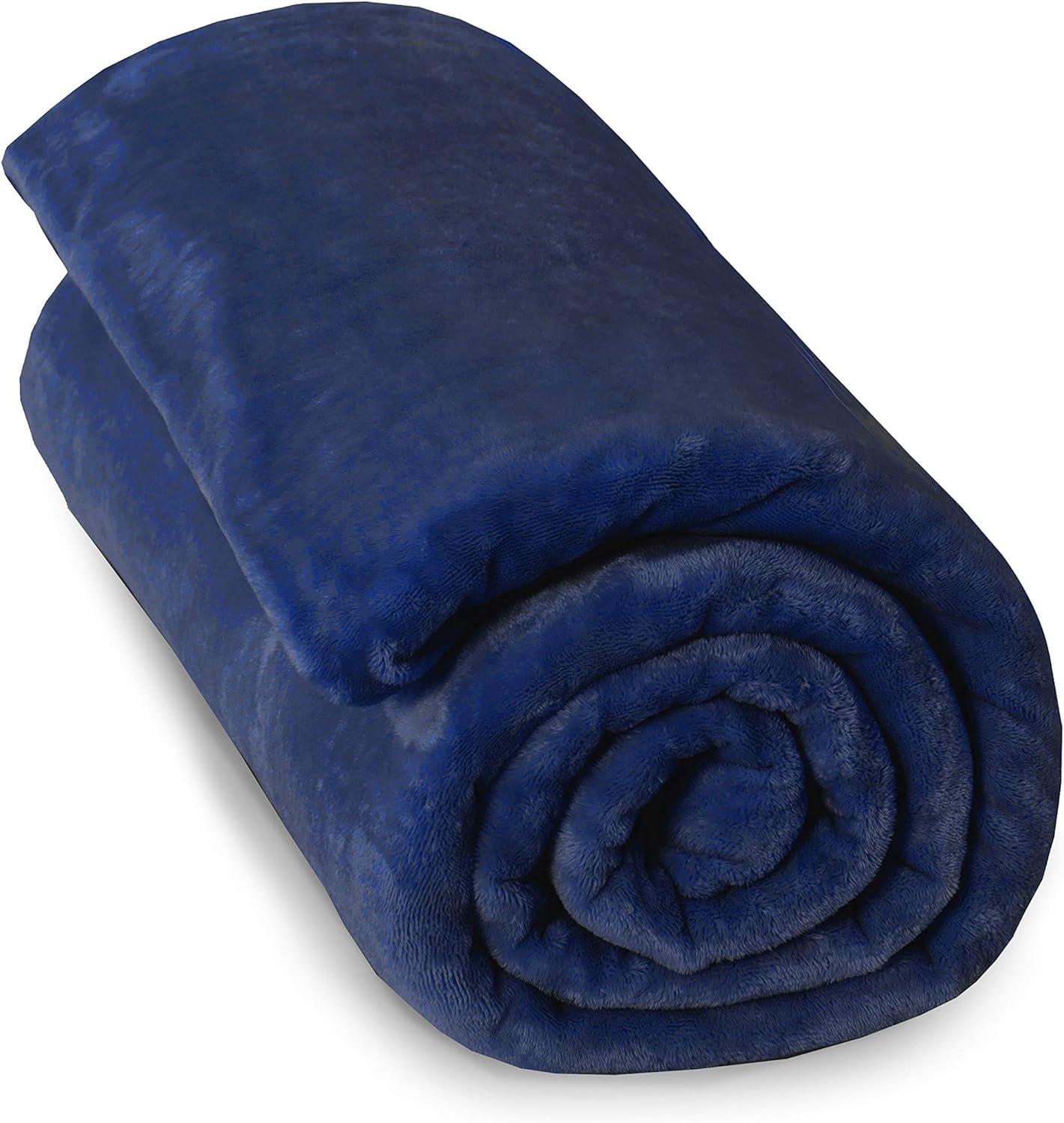 Navy Plush 15lb Weighted Blanket with Removable Cover