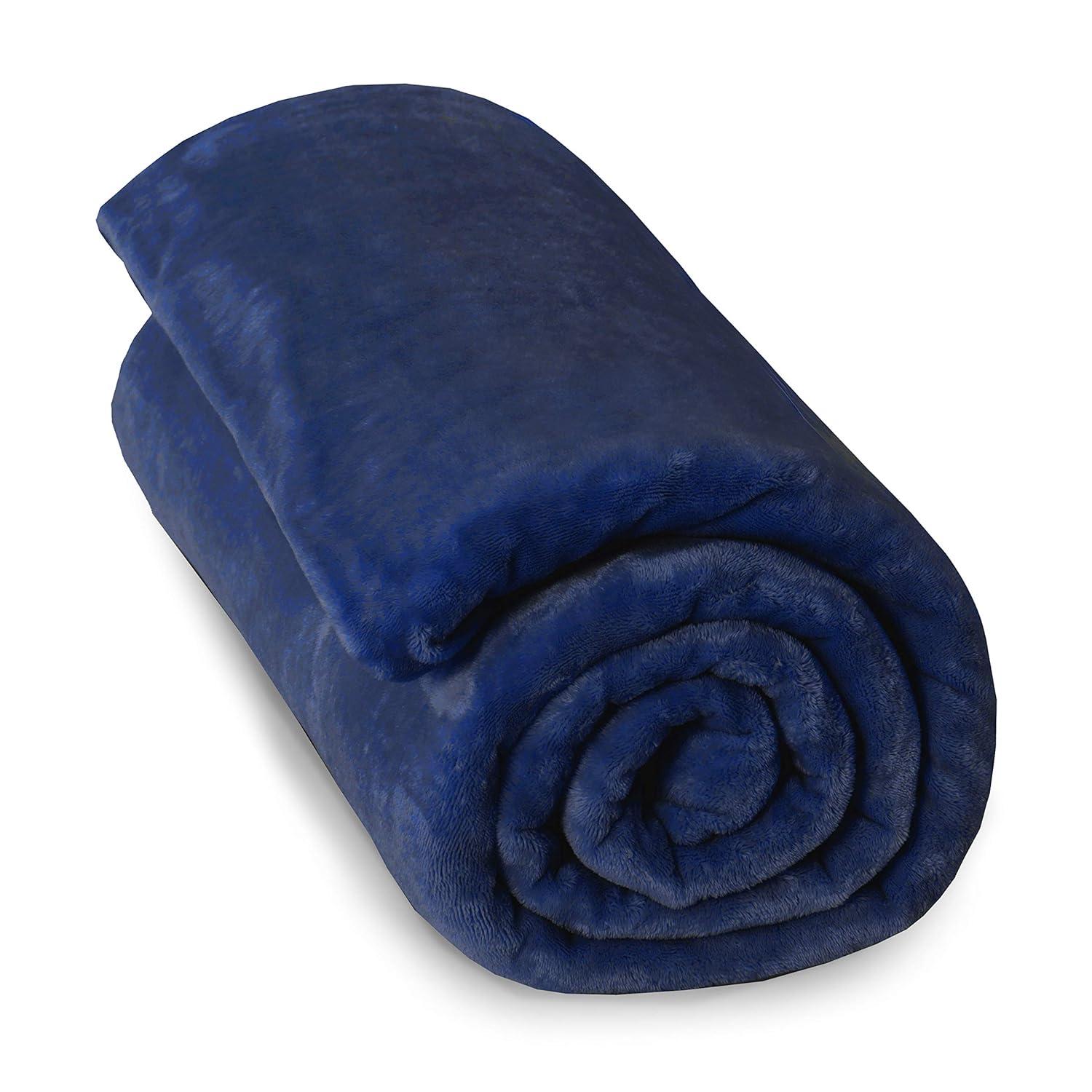 Navy Plush 15lb Weighted Blanket with Removable Cover