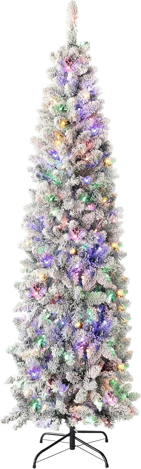 6 FT Artificial Christmas Tree Pine Hinged with 1000 Branch Tips and Sturdy Metal Base