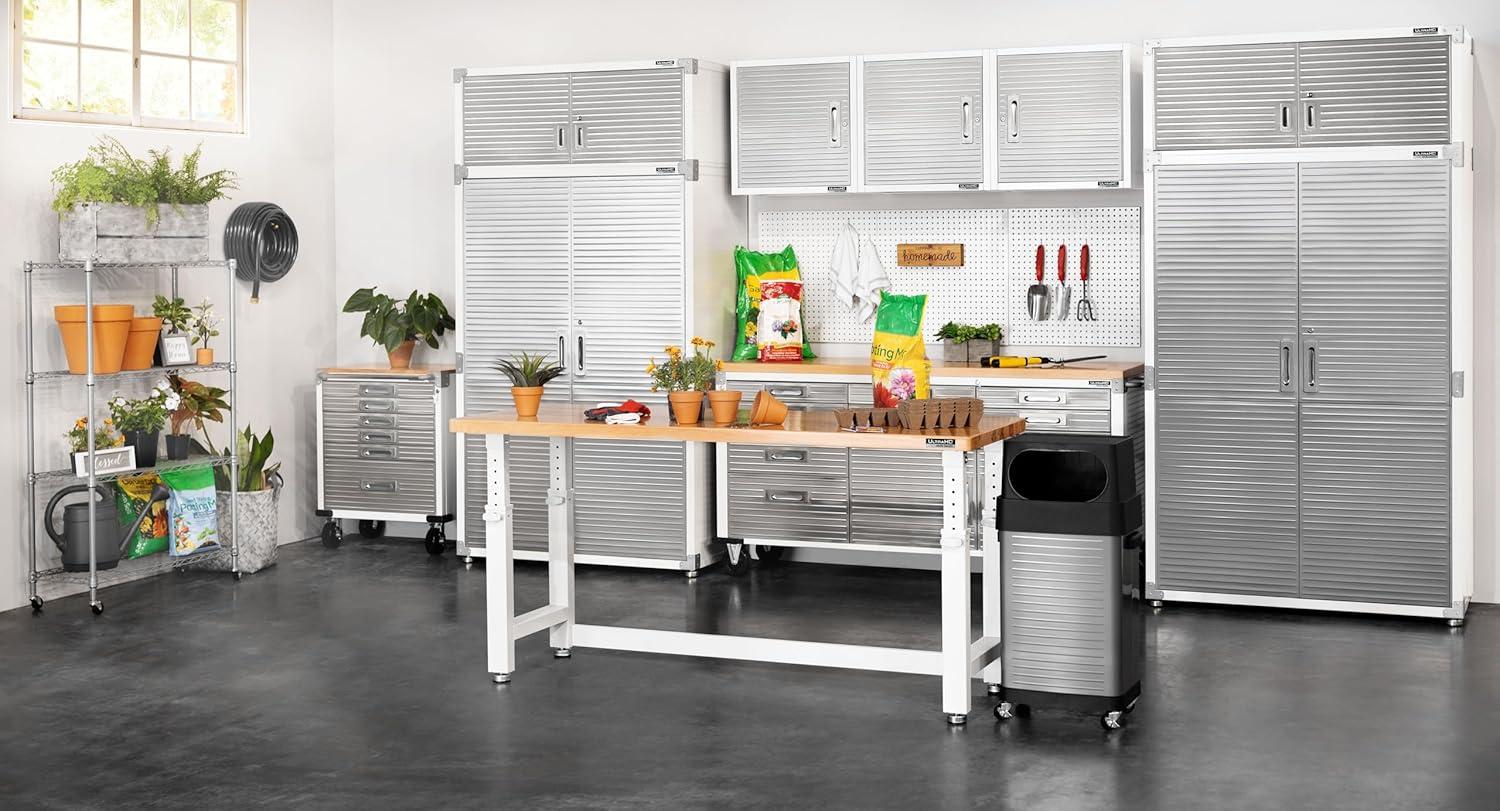 White Heavy-Duty Steel 6-Drawer Rolling Cabinet with Wood Top