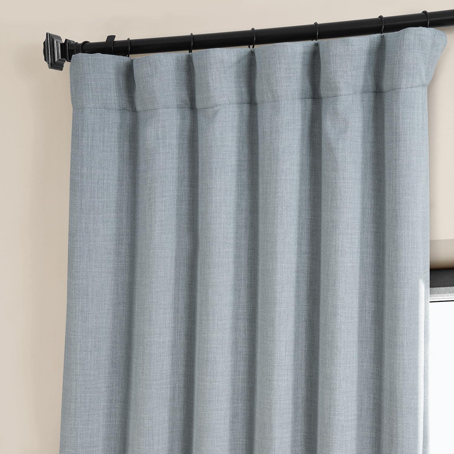 Heather Grey Faux Linen Room Darkening Curtain (1 Panel), Heather Grey, 50W X 108L