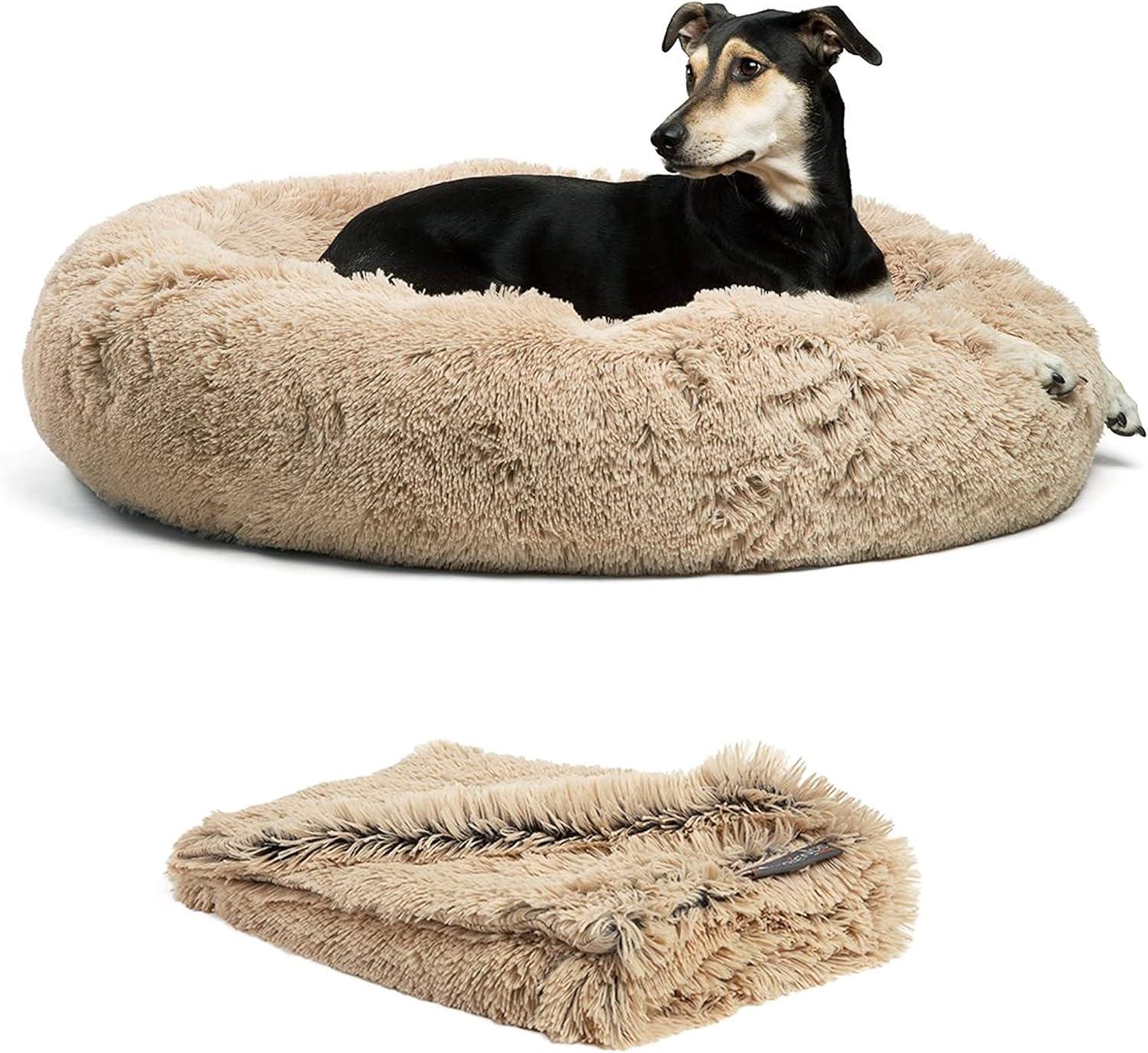 Best Friends By Sheri Best Friends by Sheri Bundle The Original Calming Shag Donut Cat and Dog Bed + Throw