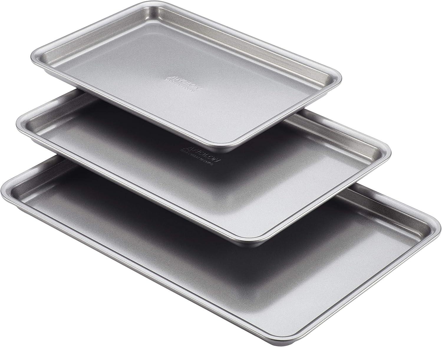 Anolon Nonstick Bakeware 3 Piece Cookie Pan Set, Graphite