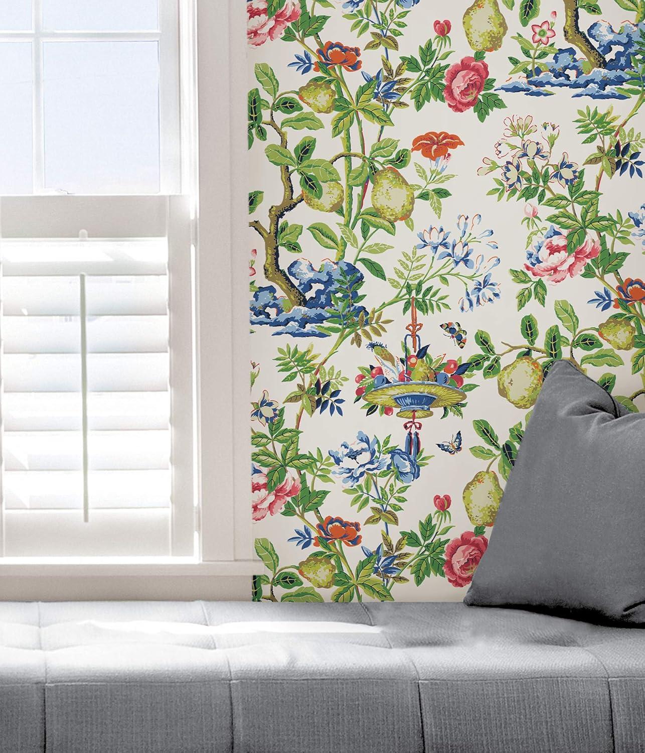 Bloom Shantung Garden Multicolor Self-Adhesive Vinyl Wallpaper