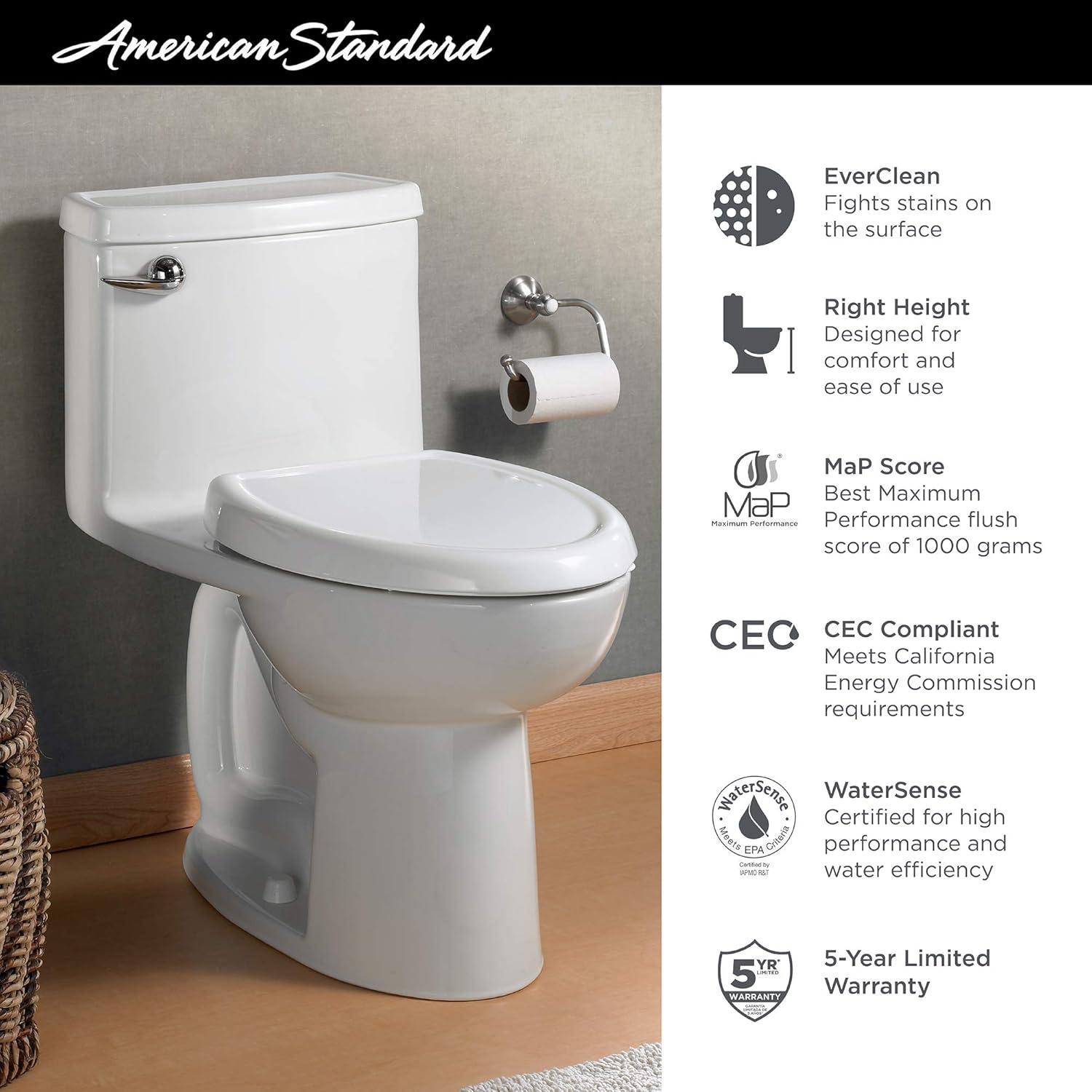 American Standard Compact Cadet 3 Flowise 4 Toilet with Seat Elongated Chair Height