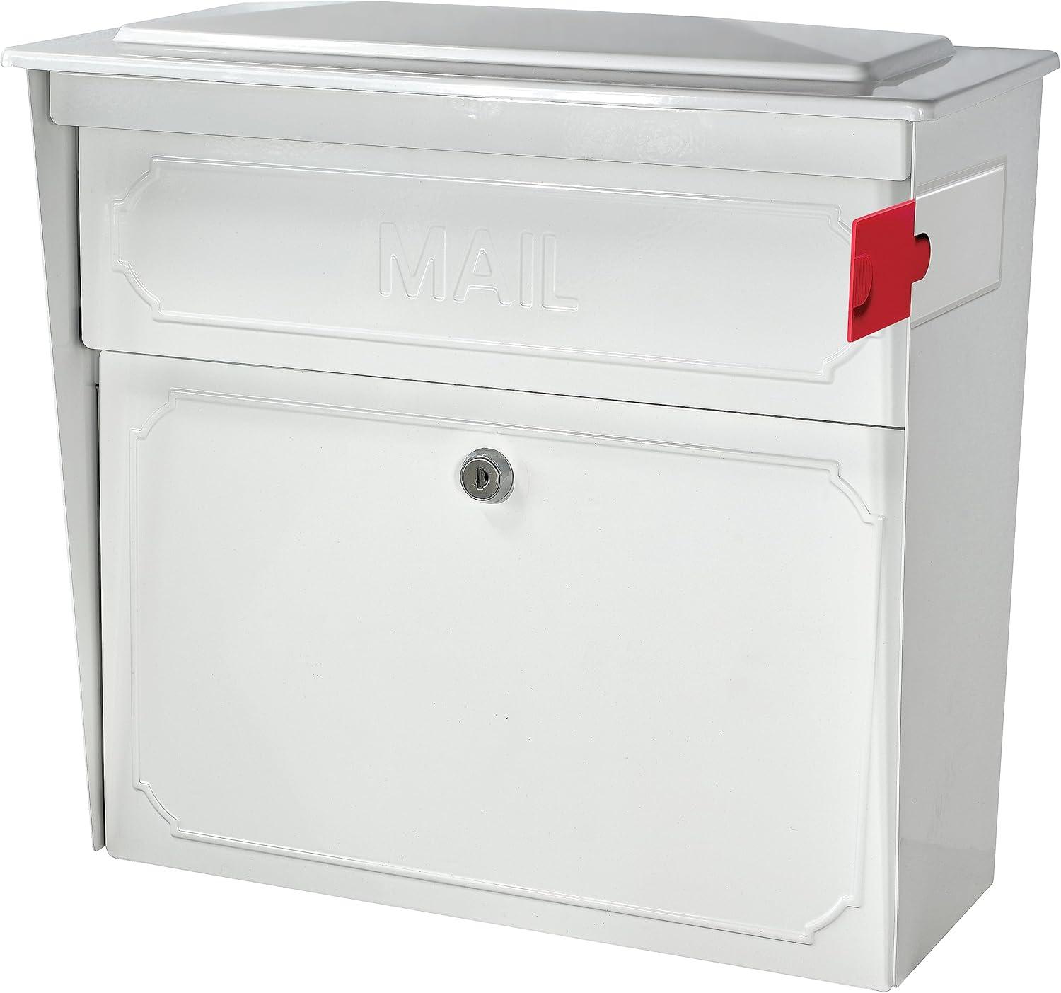 Alpine White Large Lockable Steel Wall Mount Mailbox