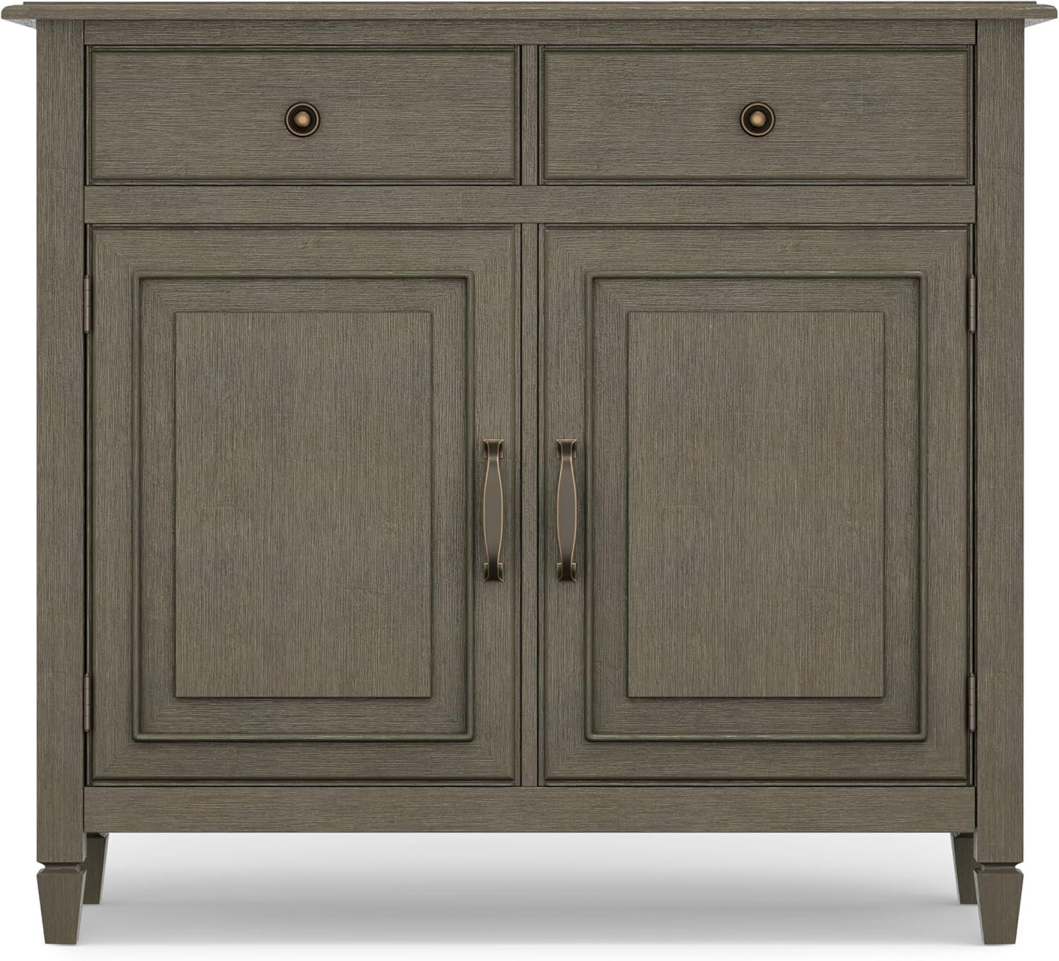 Simpli Home Connaught 40"W Solid Wood 2-Shelf Entryway Storage Cabinet with 2 Storage Drawers