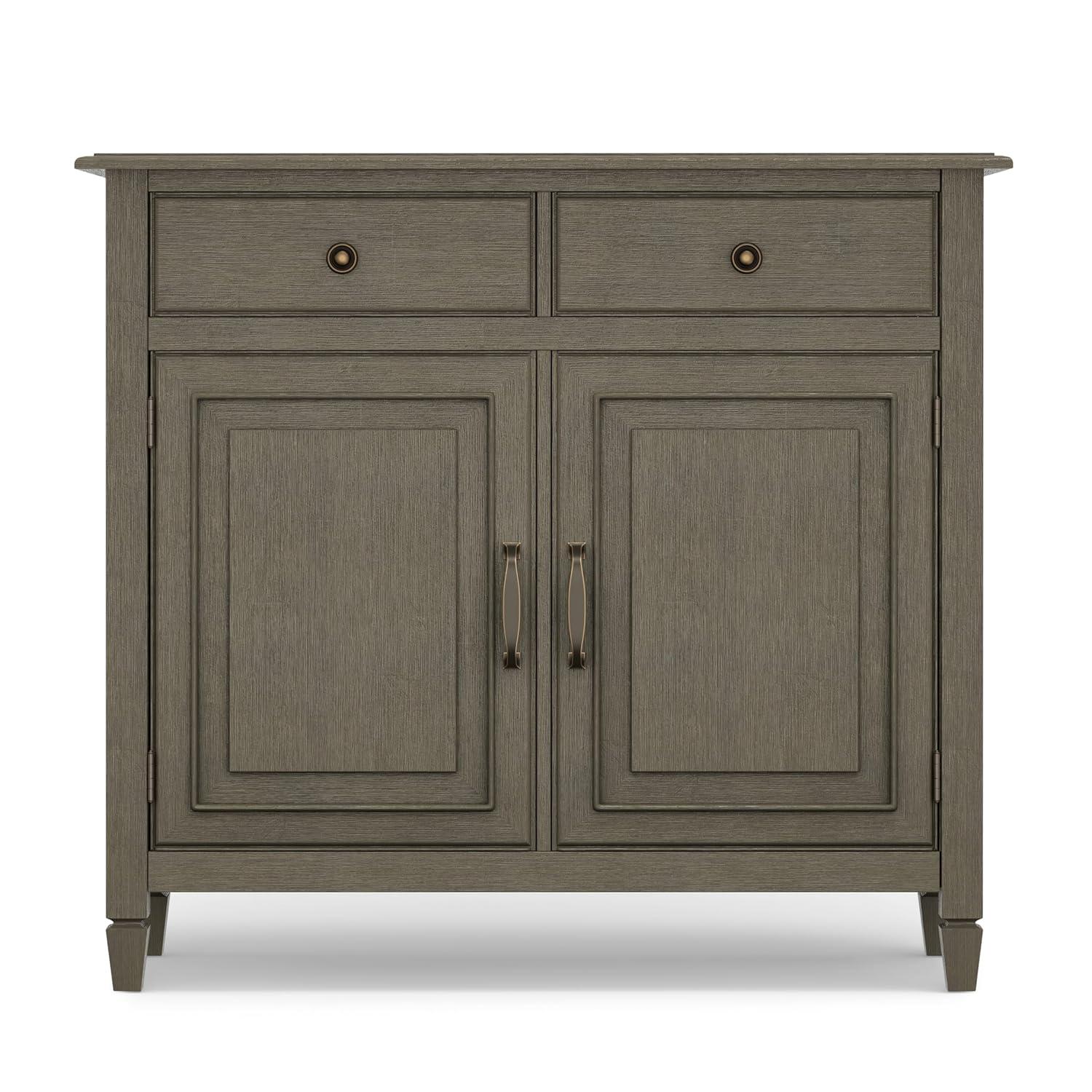 Simpli Home Connaught 40"W Solid Wood 2-Shelf Entryway Storage Cabinet with 2 Storage Drawers