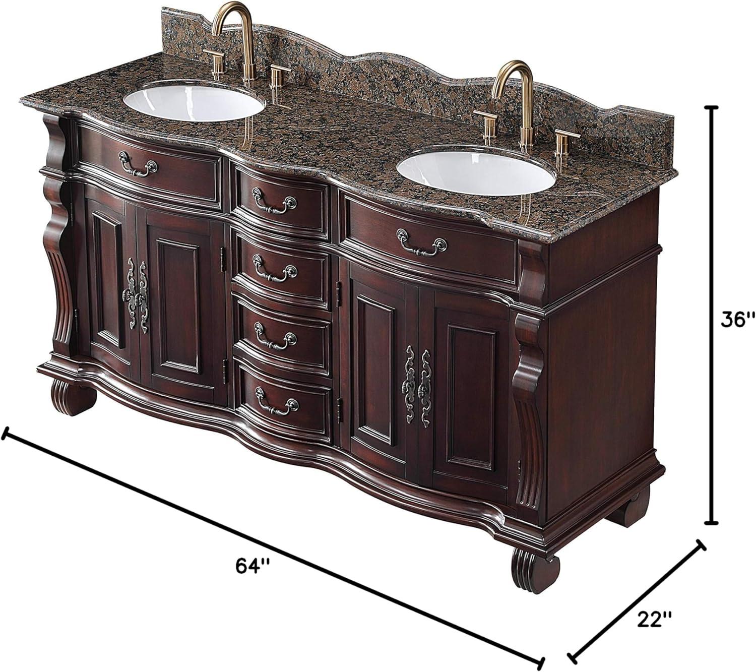 64" Timeless Classic style Hopkinton Double Sink Bathroom Vanity