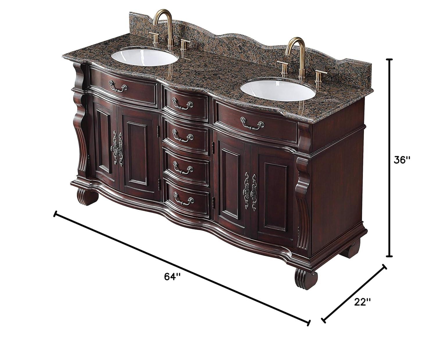 64" Timeless Classic style Hopkinton Double Sink Bathroom Vanity