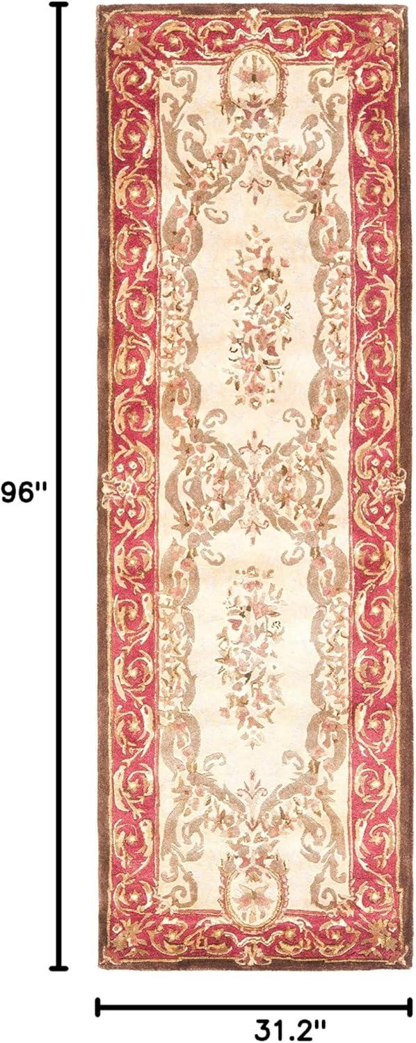 Empire Collection Light Gold and Red Wool Runner Rug