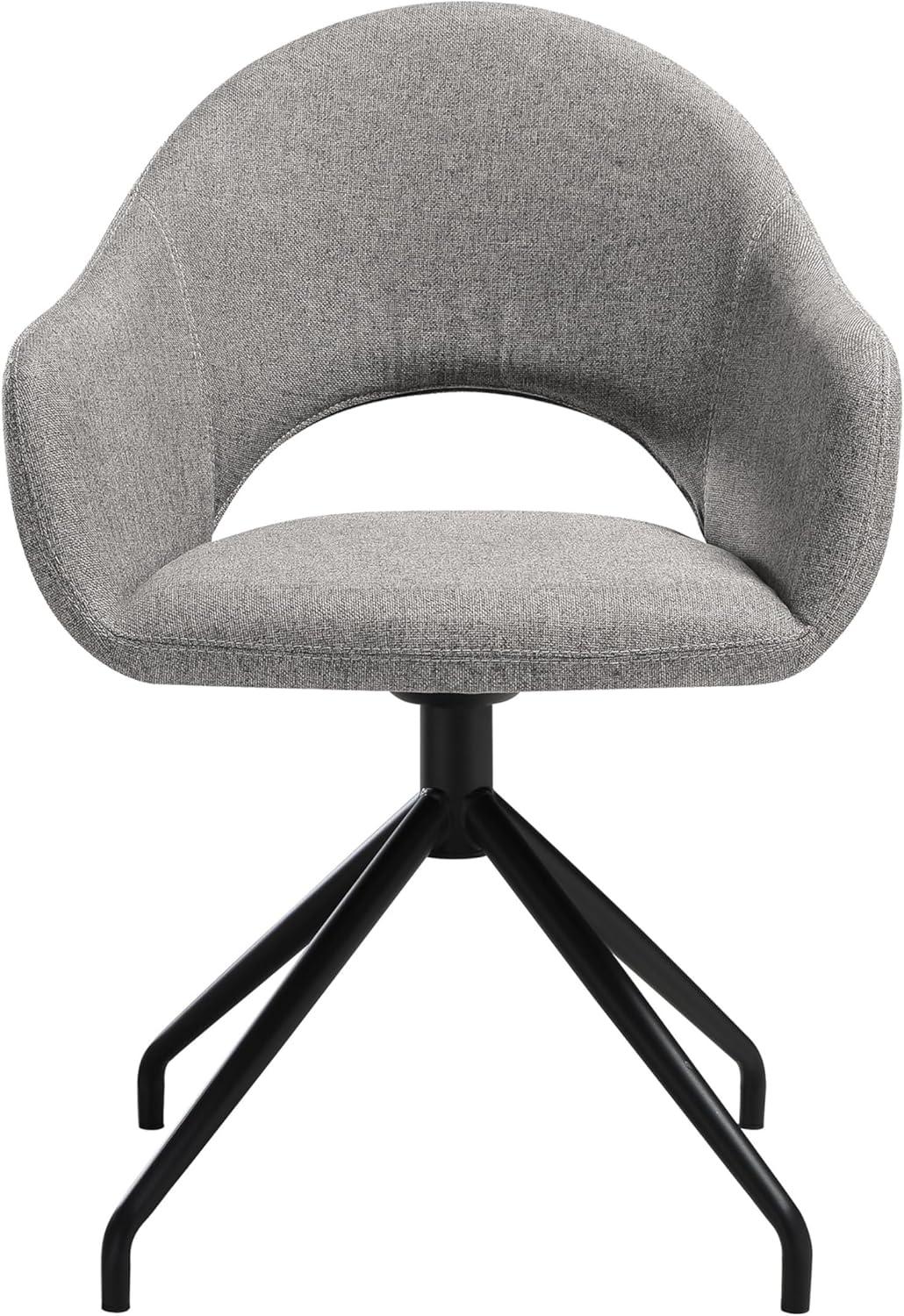 Homestock Tribal Treasures Swivel Upholstered Dining Chair in Gray Fabric with Black Metal Legs - Set of 2