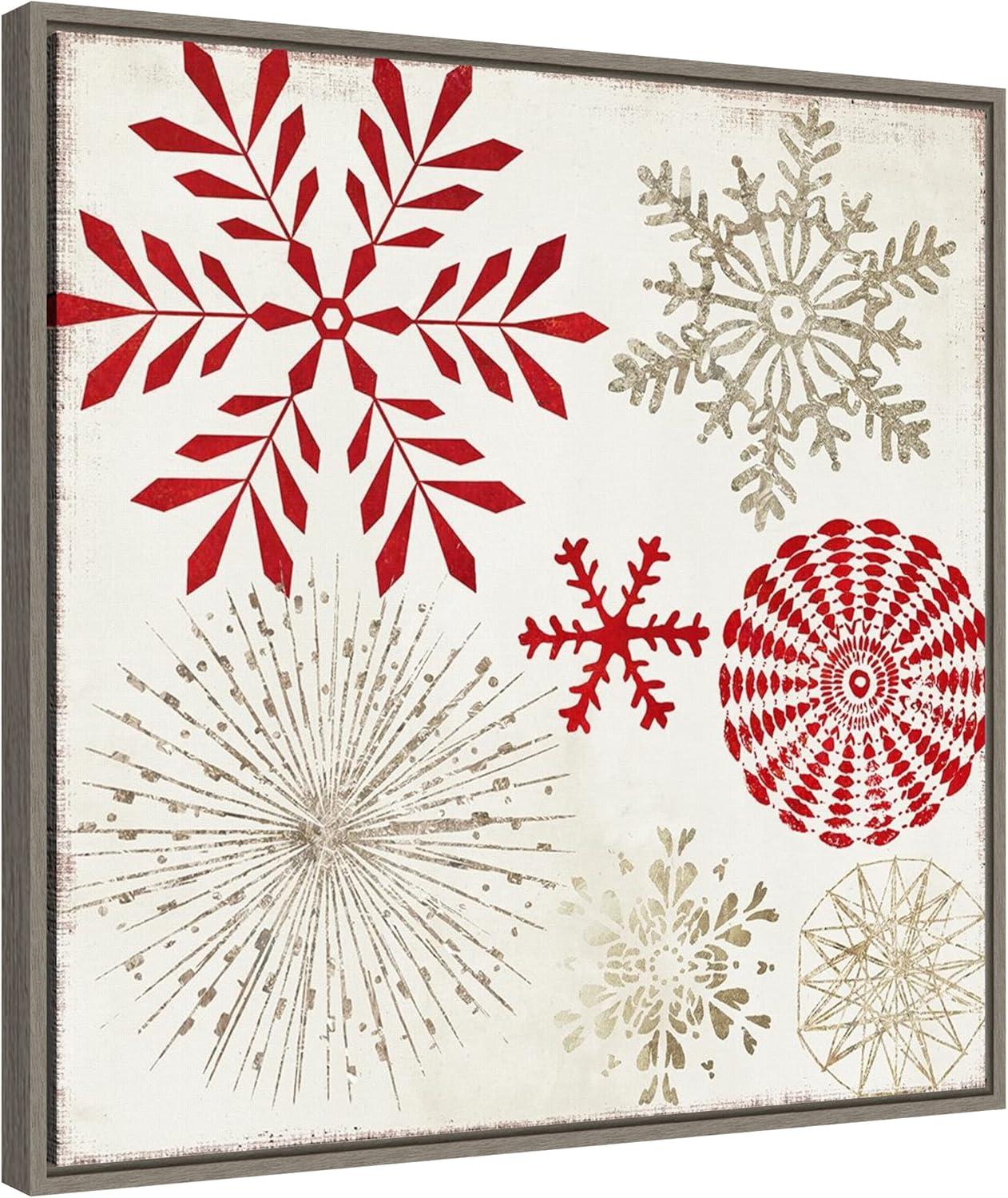 22" x 22" Christmas Snowflakes I Framed Wall Canvas - Amanti Art: Seasonal Decor, PI Studio Design