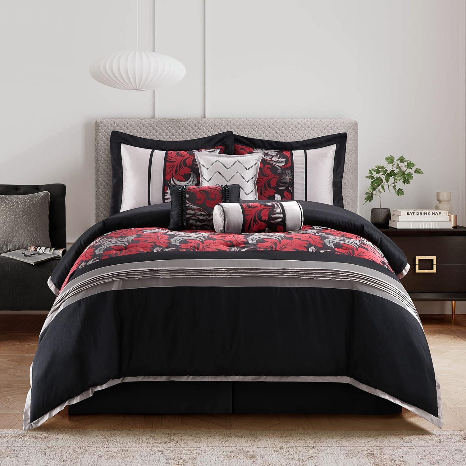 Nanshing America, Inc Pierre 7 Piece Luxury Glam Comforter Set