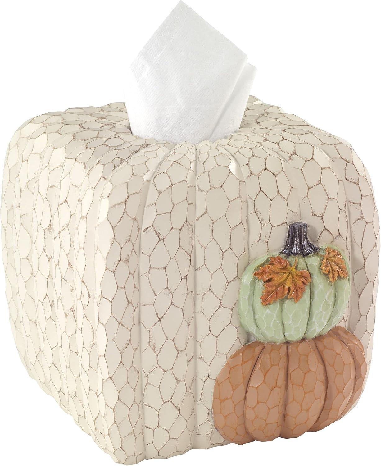 Rustic Off-White Resin Pumpkin Tissue Holder