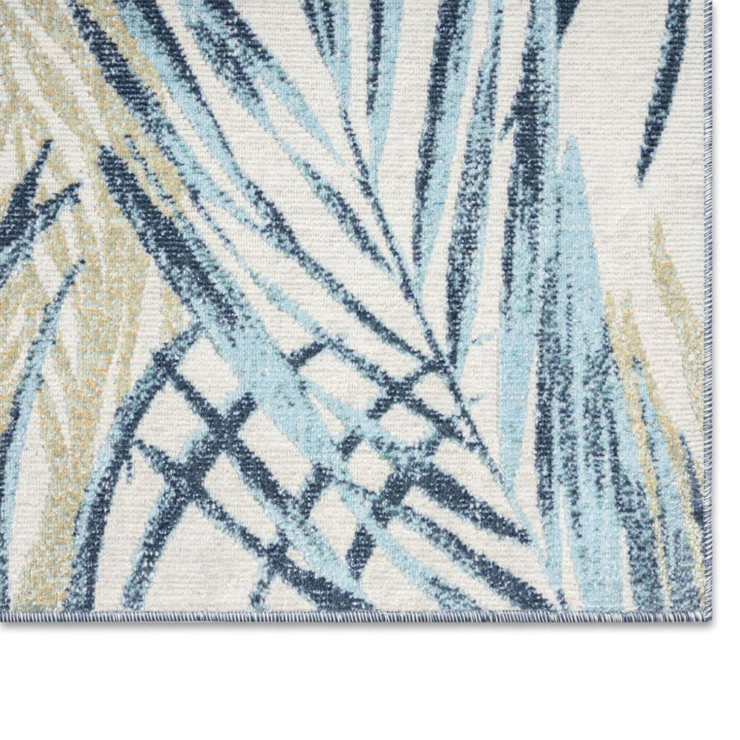Tommy Bahama Malibu Palm Springs Coastal Indoor/Outdoor Area Rug, Ivory/Aqua Blue