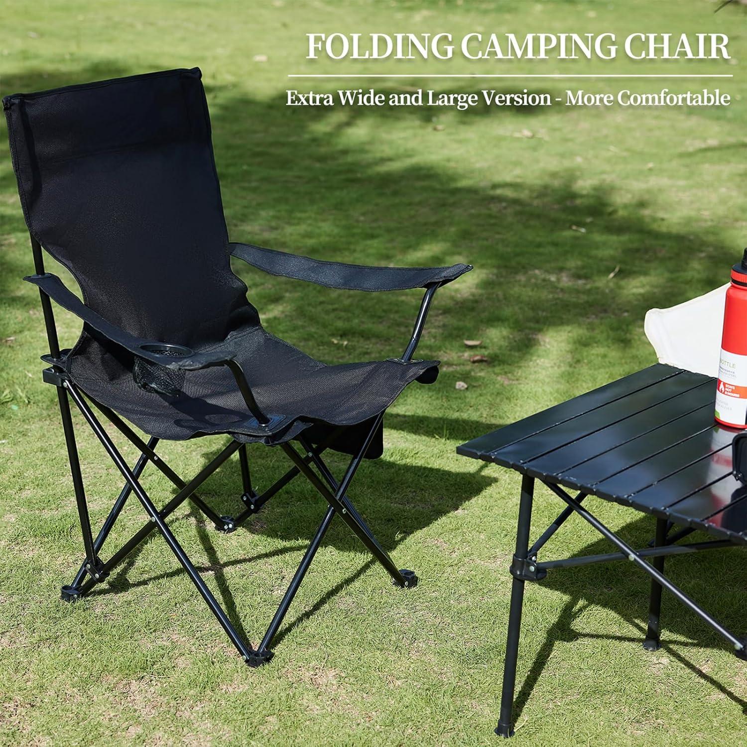 Green Folding Camping Chair with Arms and Carry Bag