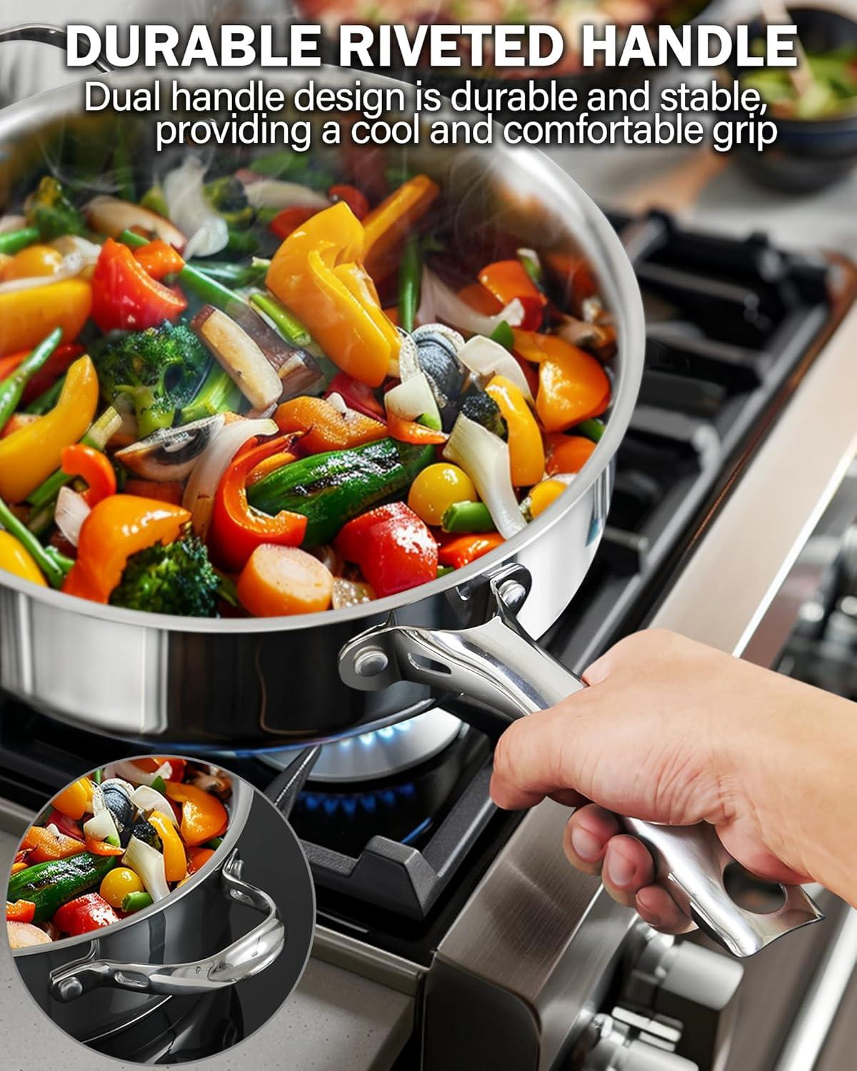 Cooks Standard Cooks Standard Classic 5 QT 11 inch Stainless Steel Saute Pan Frying Pan Skillet with Lid