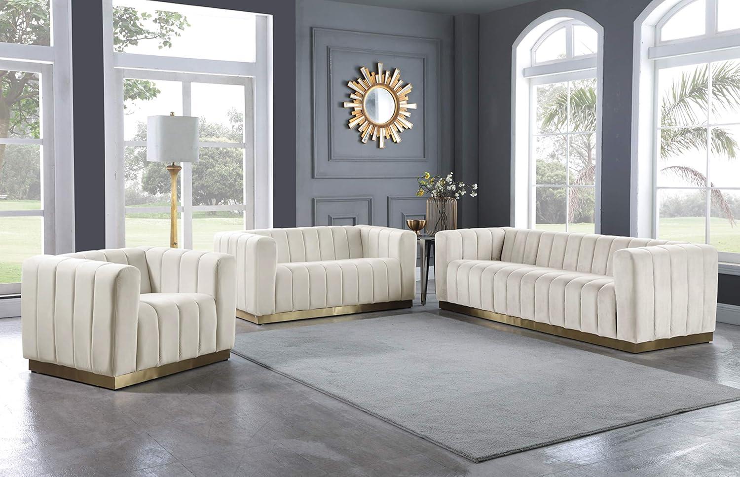 Meridian Furniture Marlon Black Velvet Sofa
