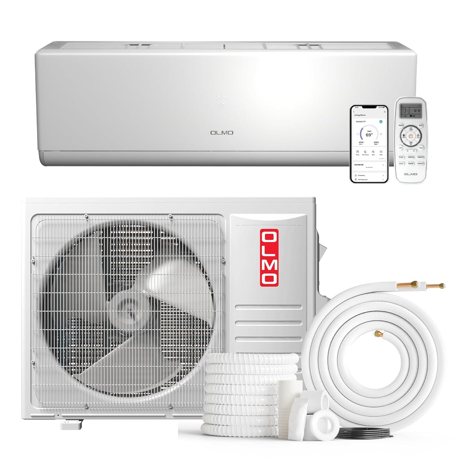 OLMO Alpic 24000 BTU Ductless Mini Split Air Conditioner Heating and Cooling Full Set with 16ft Installation Kit