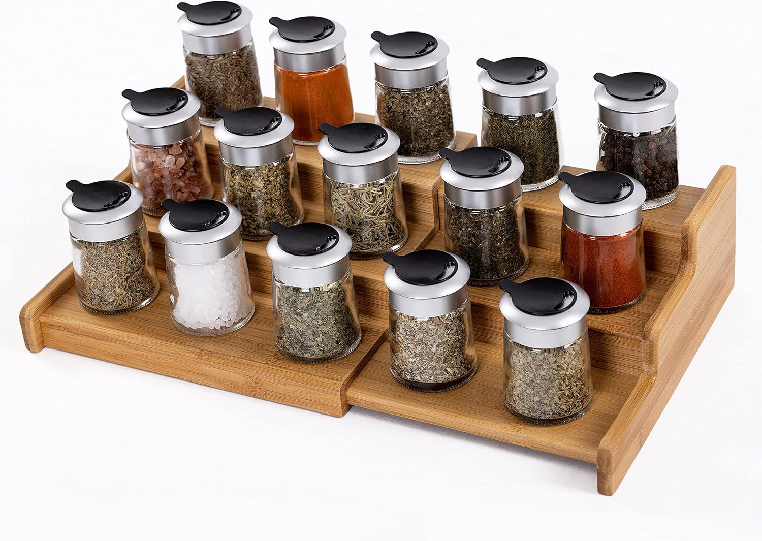 Seville Classics 3-Tier Expandable Bamboo Spice Rack