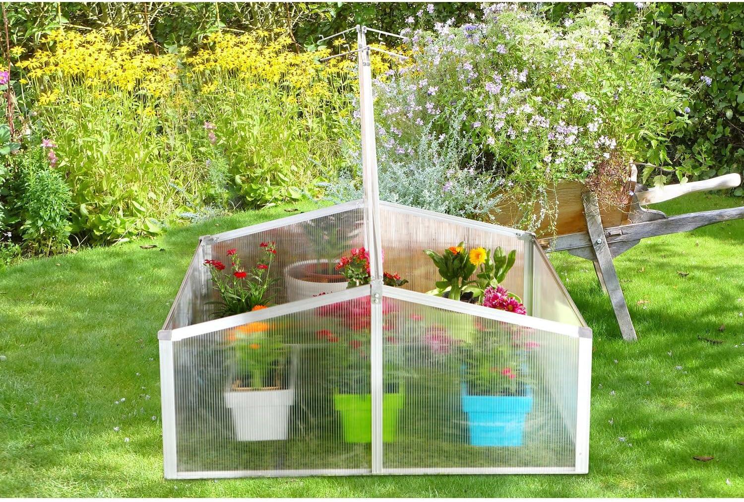 Hanover 39-In. Double Garden Bed Cold Frame Mini-Greenhouse Plant Protector - Lightweight and Portable