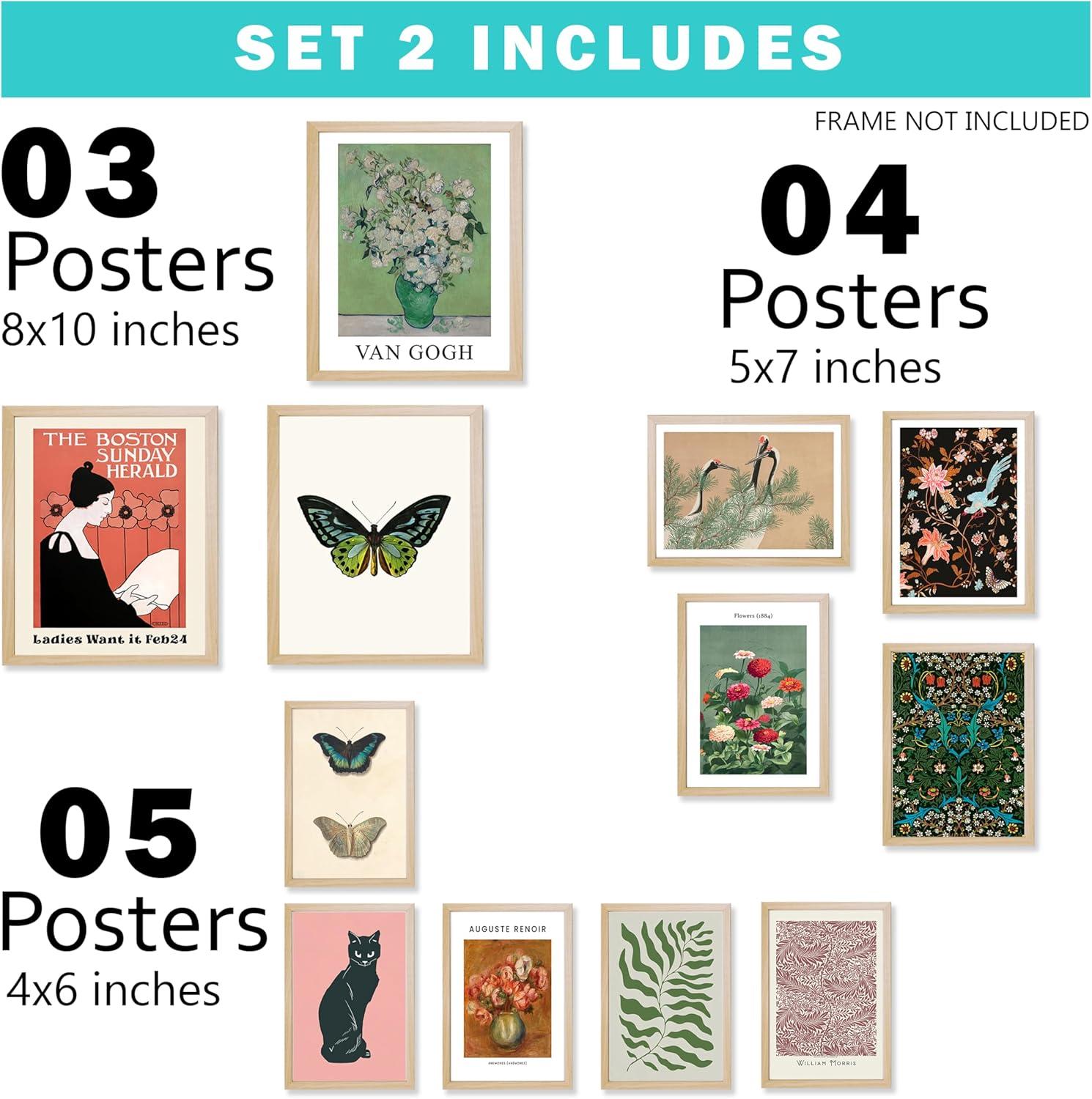 97 Decor Vintage Eclectic Wall Art Prints - Maximalist Funky Pictures, Bright Famous Artist Prints For Wall Decor, Gallery Colorful Art Posters For Bedroom (unframed)