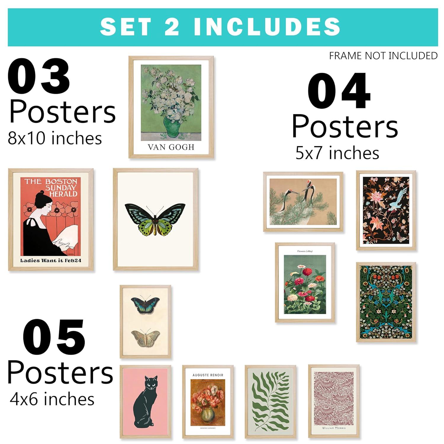 97 Decor Vintage Eclectic Wall Art Prints - Maximalist Funky Pictures, Bright Famous Artist Prints For Wall Decor, Gallery Colorful Art Posters For Bedroom (unframed)