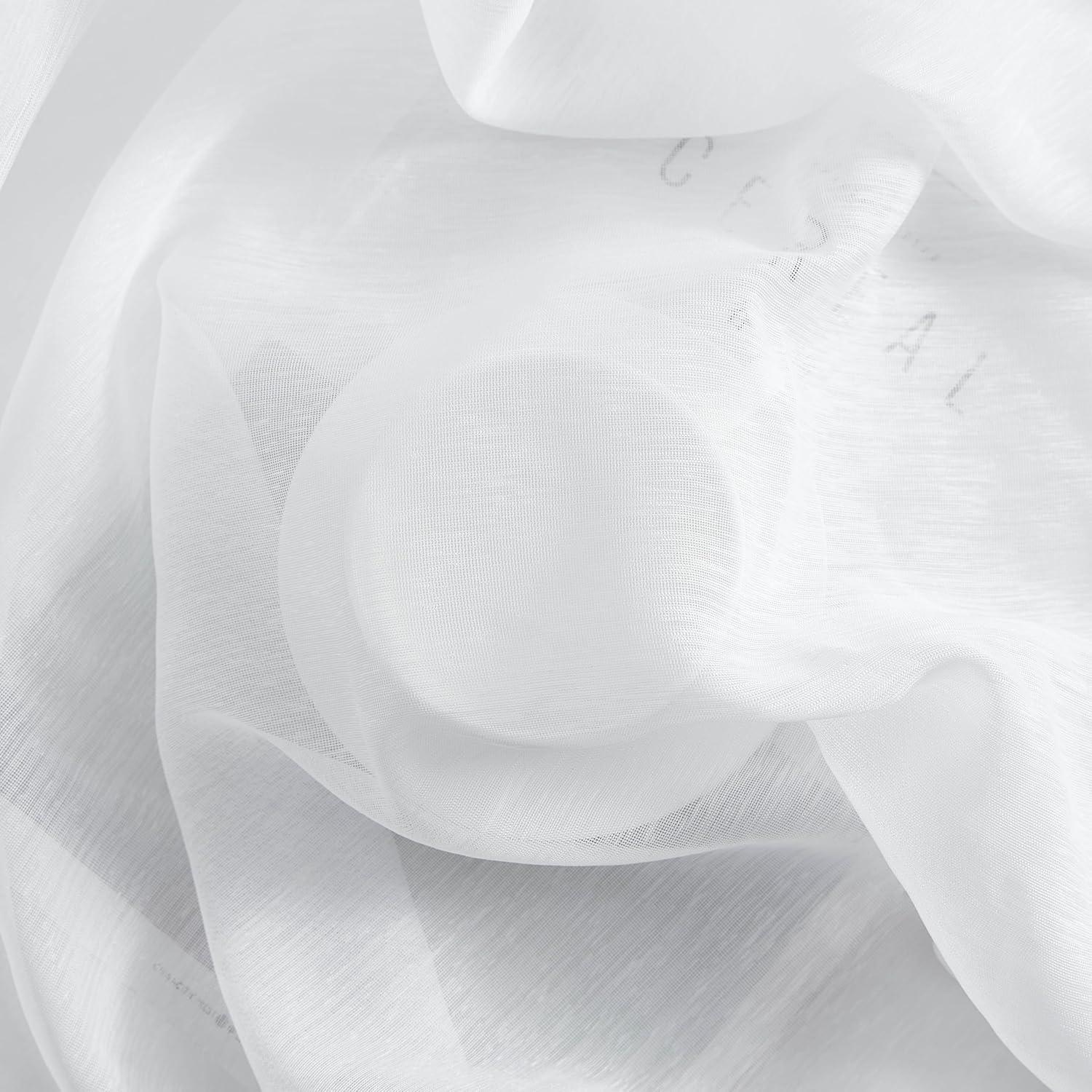 HLC.ME Semi Sheer Voile Light Filtering Transparent Window Curtain Grommet Panels - Set of 2 - White, 54 W x 90 L