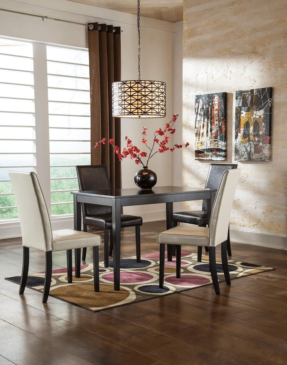 Dark Brown Rectangular Wood Dining Table for Four