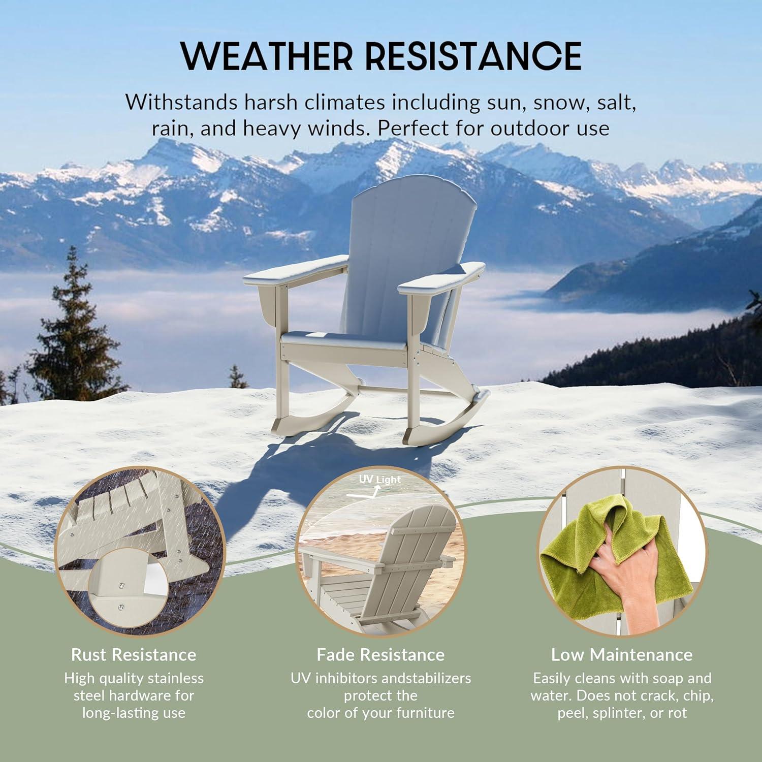 WestinTrends  Outdoor Patio Porch Rocking Adirondack Chair, Sand