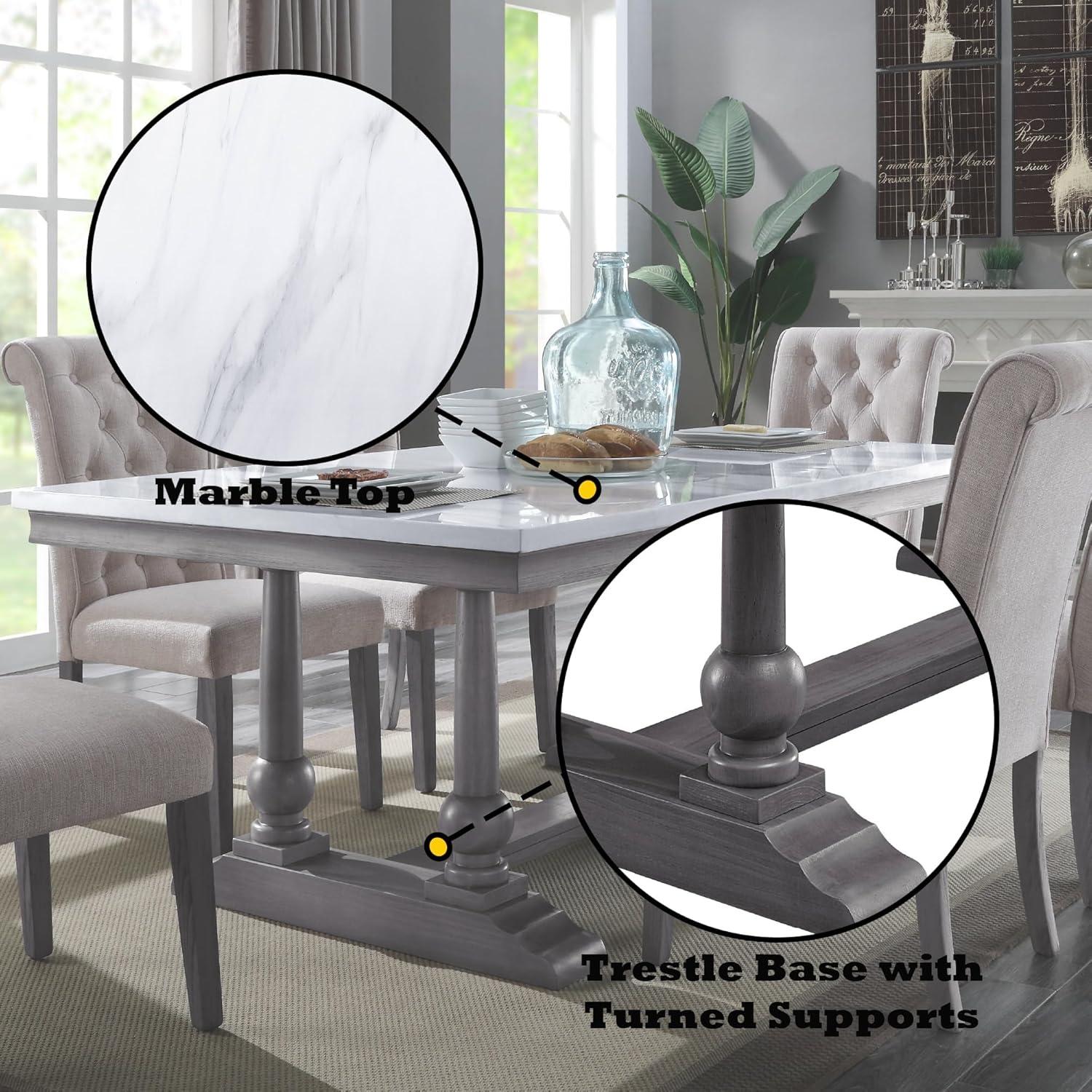 Faux Marble Top Dining Table