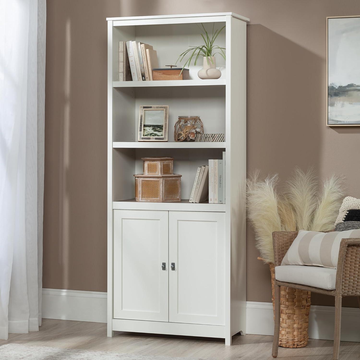 71" Cottage Road Library with Doors Soft White - Sauder