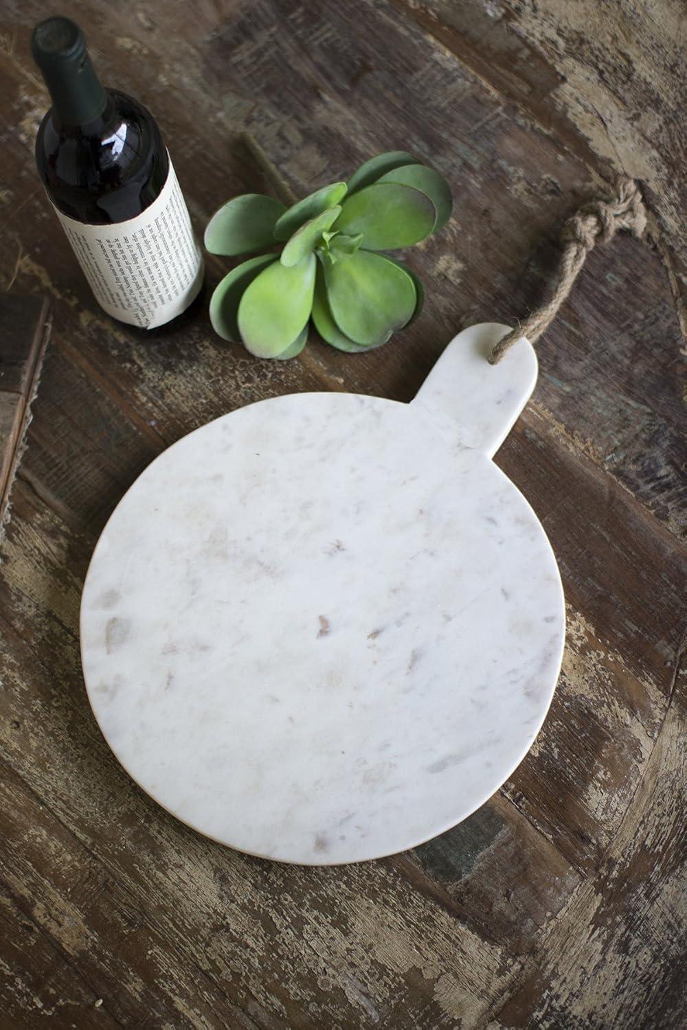 Round White Marble Cutting Board with Jute Hanger