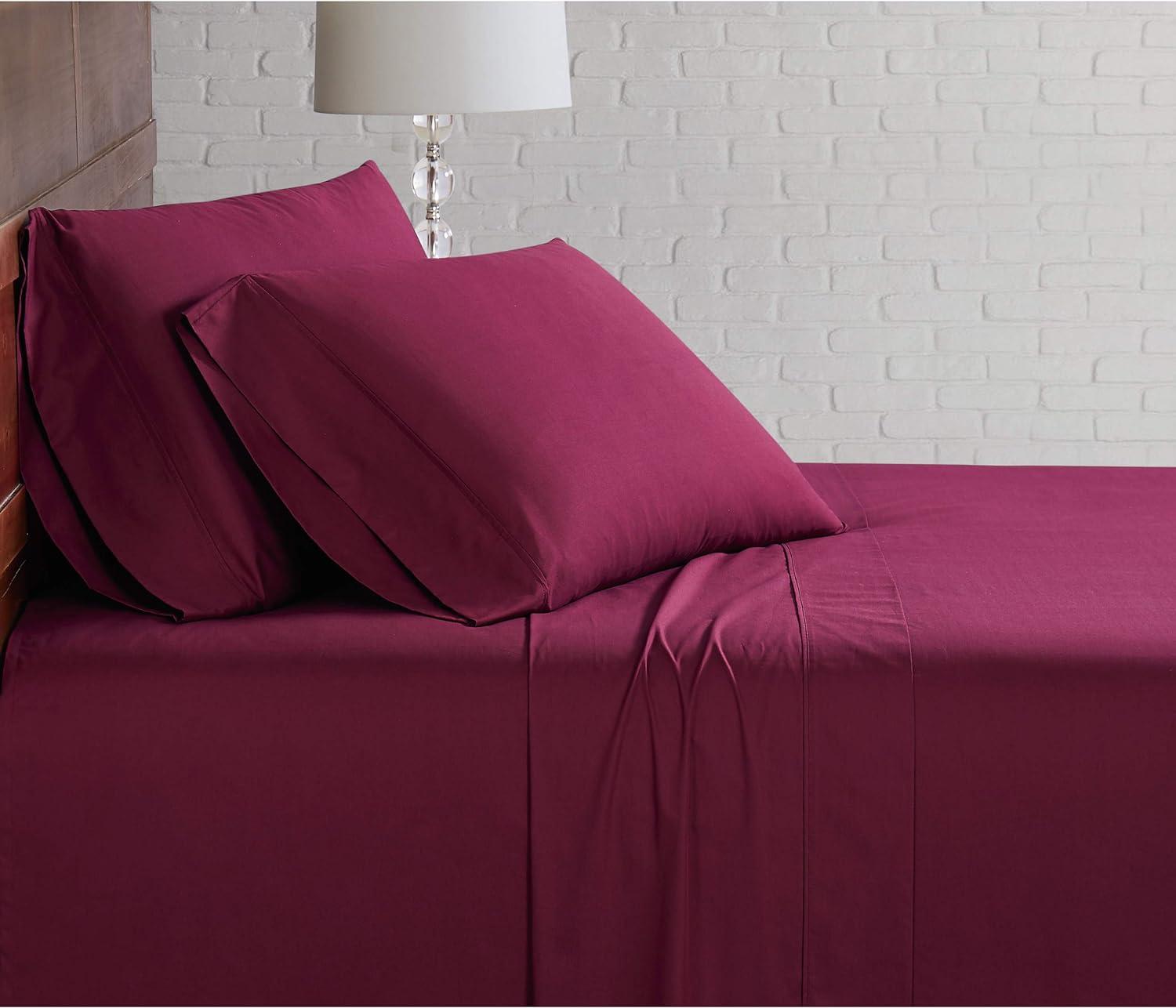 Burgundy Cotton Percale Twin XL Sheet Set