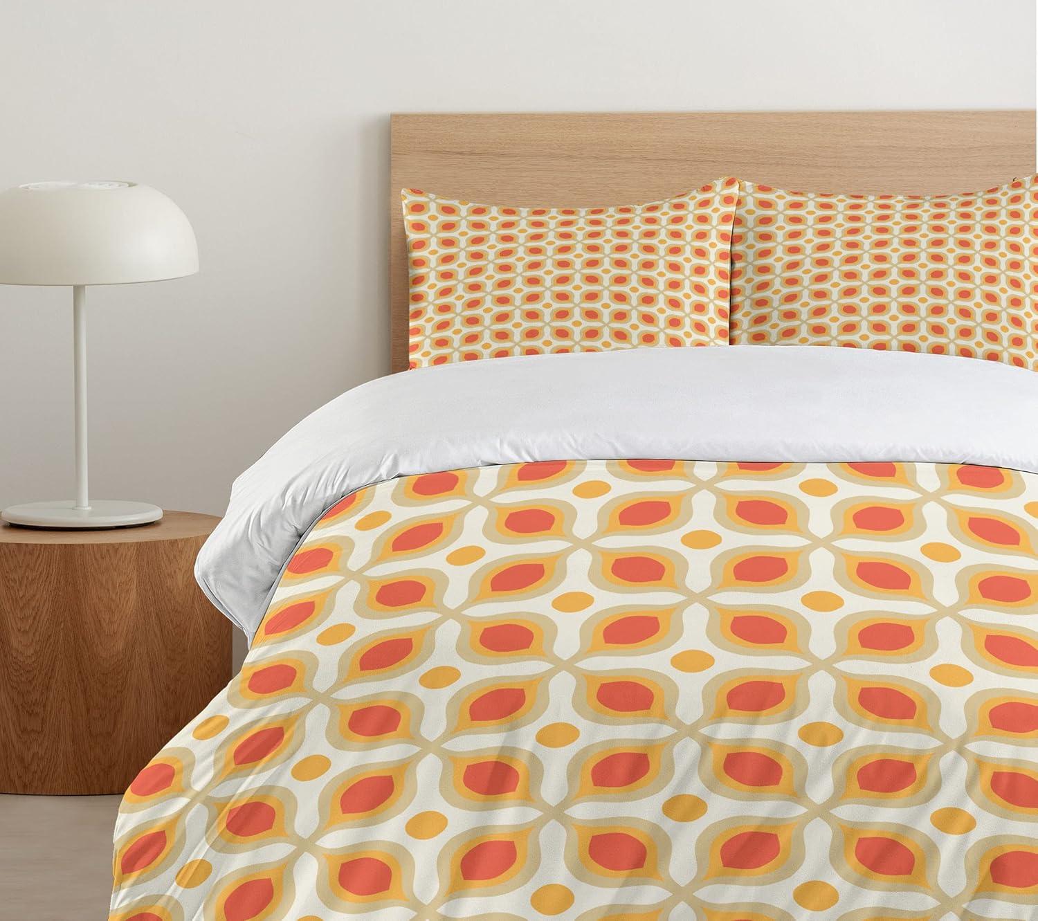 Ambesonne Cottage Americana Geometric Shapes Duvet Cover Set