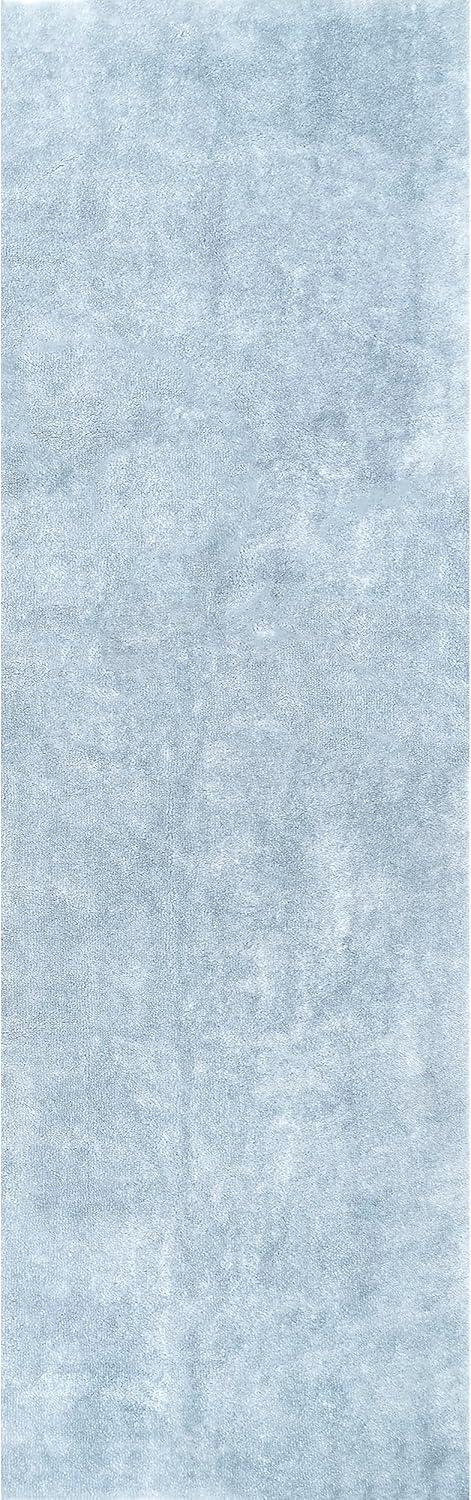 nuLOOM 2' x 6' Cozy Plush SuperiorWash Area Rug, Machine Washable, Non-Slip, Soft Fluffy Shag Carpet for Living Room Bedroom Nursery, Loni Light Blue