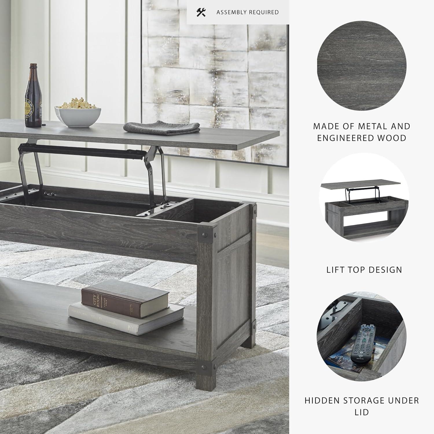 Signature Design by Ashley Casual Freedan Lift-Top Coffee Table  Grayish Brown