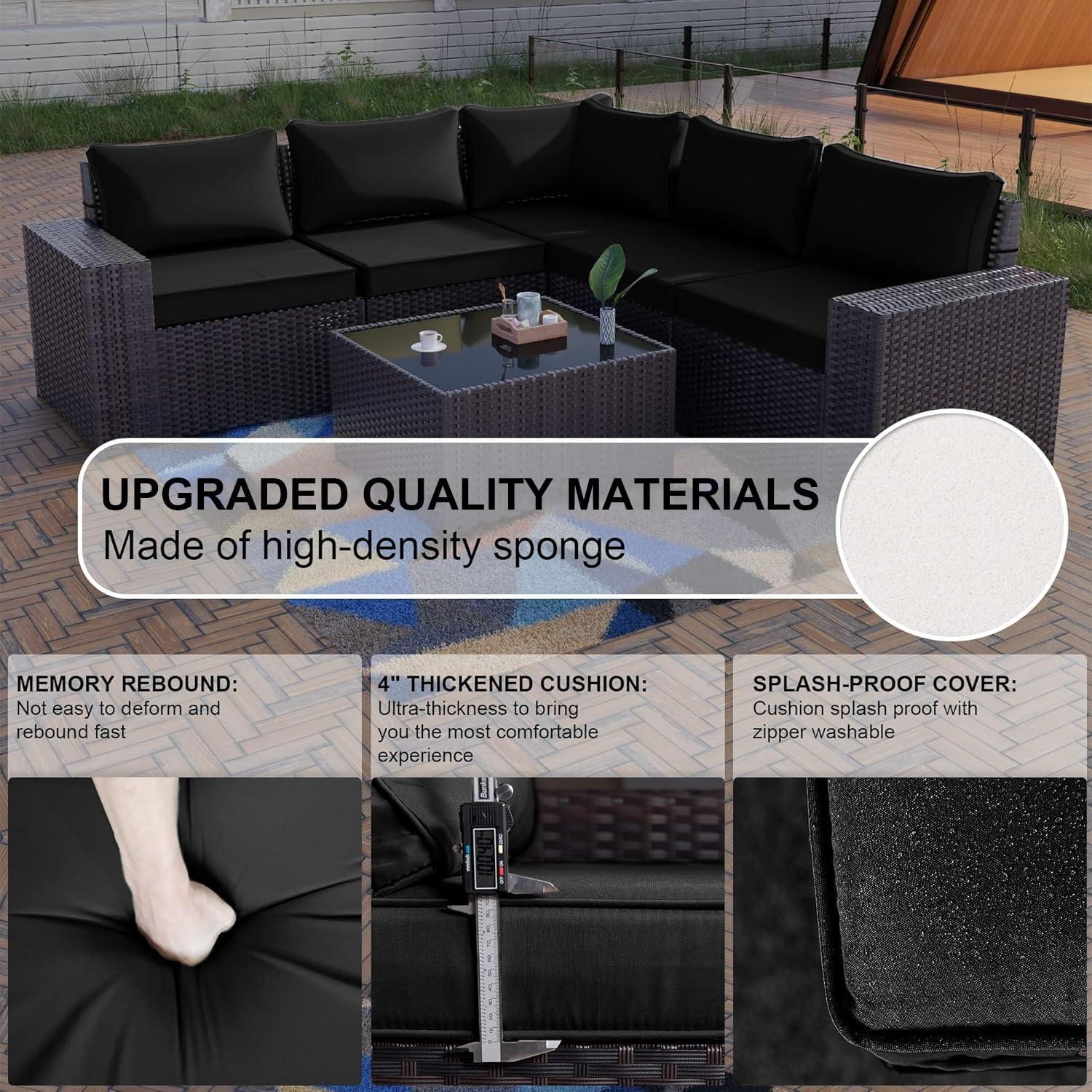 Kullavik 12PCS Outdoor Patio Furniture Set PE Wicker Rattan Sectional Sofa Patio Conversation Sets,Navy Blue